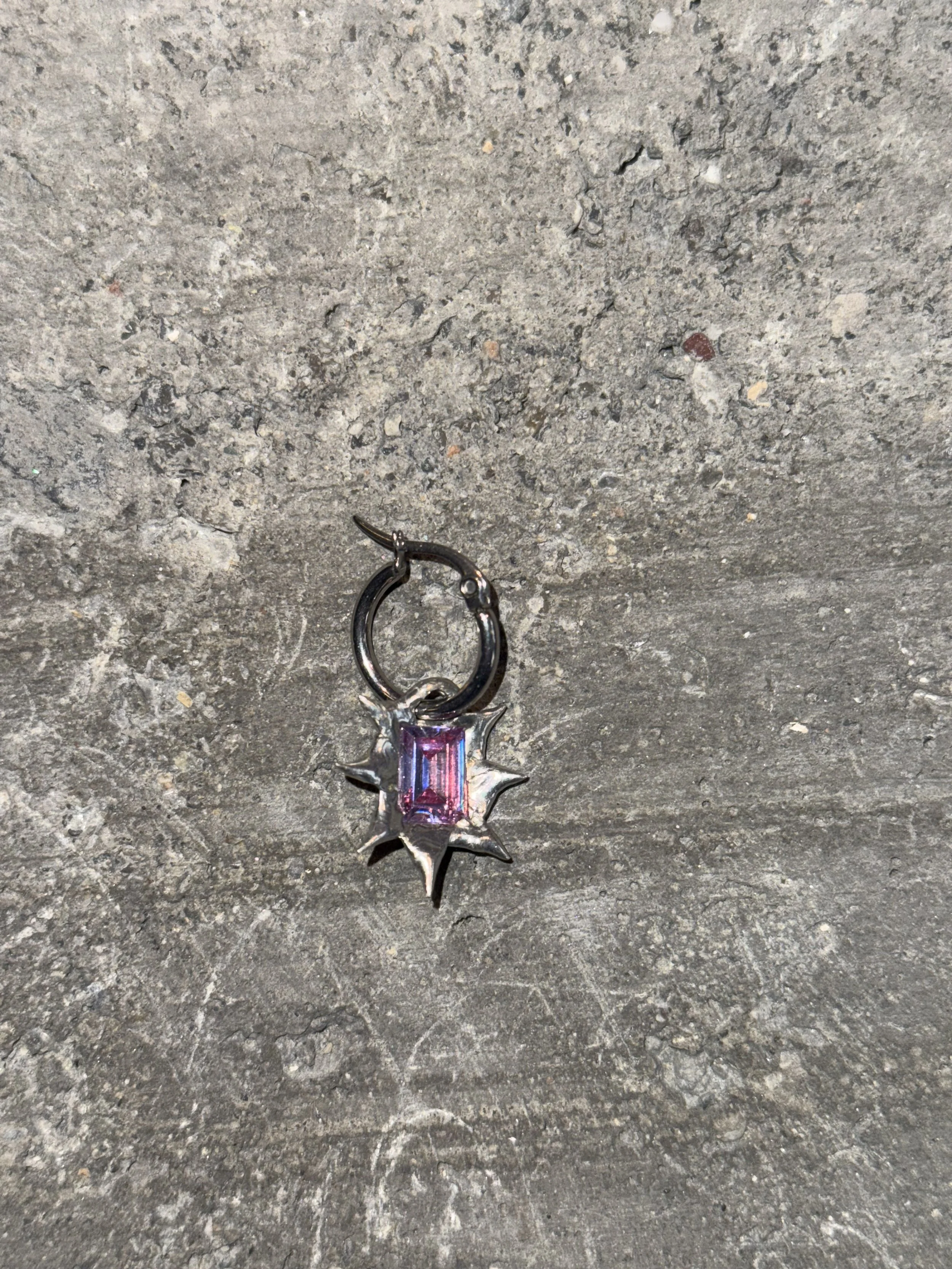 my dearest world Single Synthetic Amythest Earring