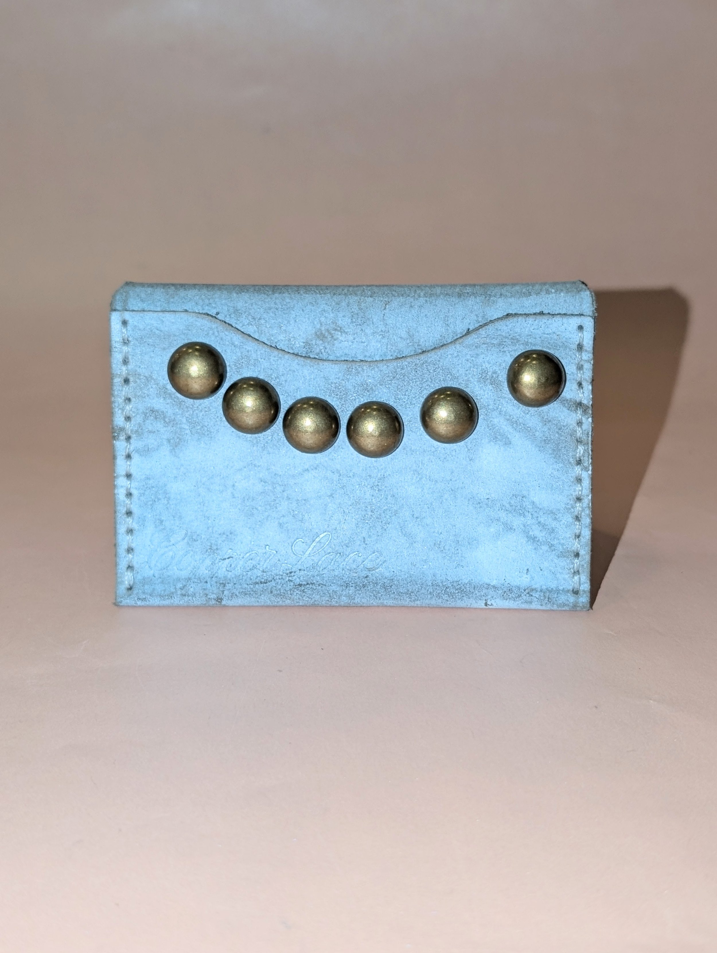 copper lace baby blue bronze bubble leather wallet