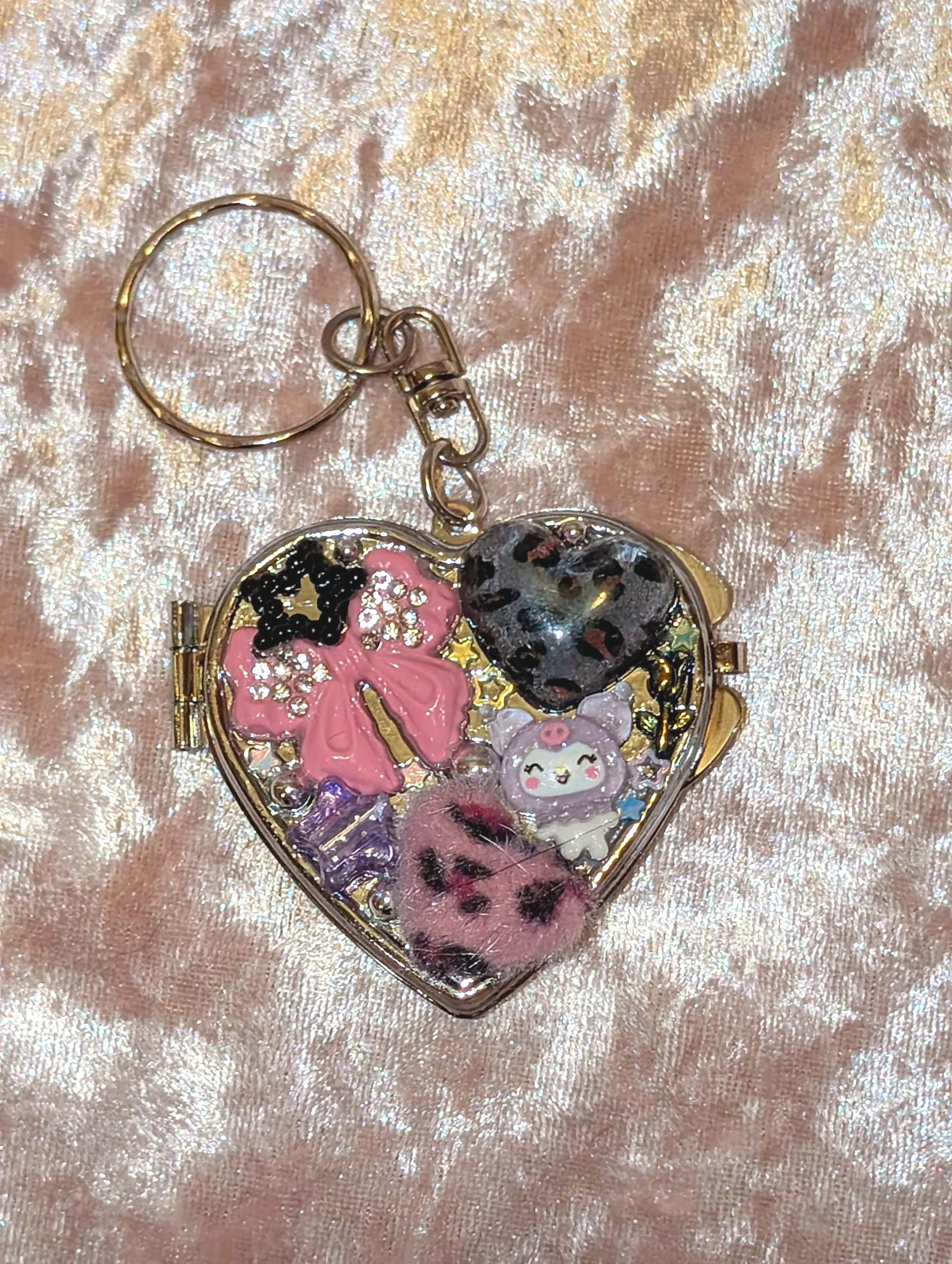 shehellakawaii rhinestone bow mirror keychain