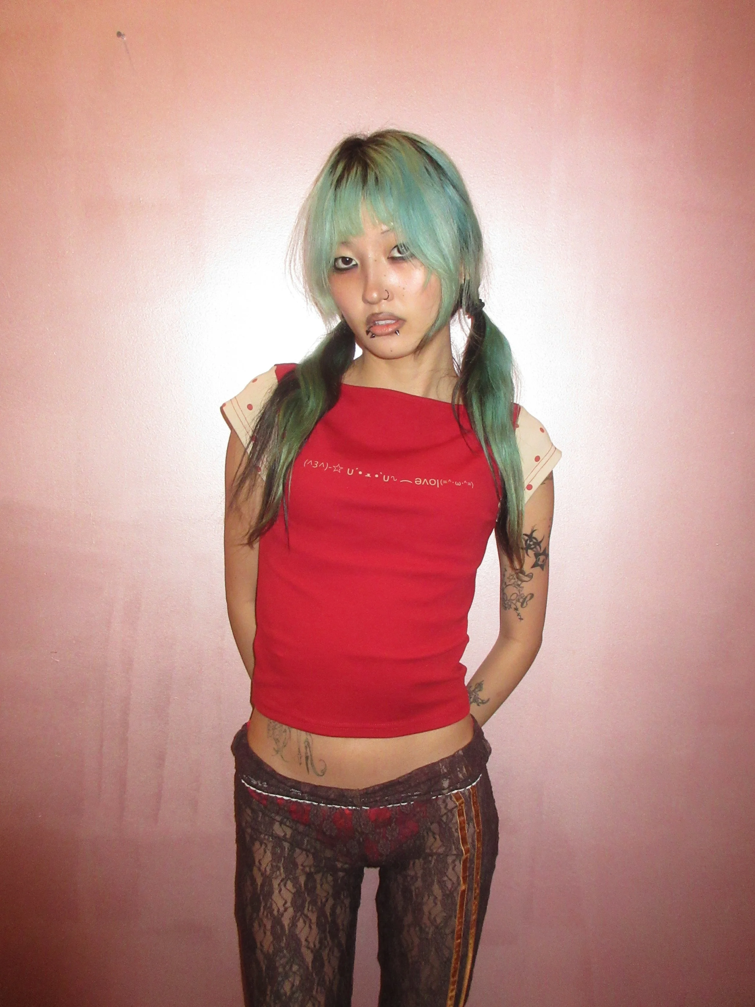 Zemeta red polkadot crop top