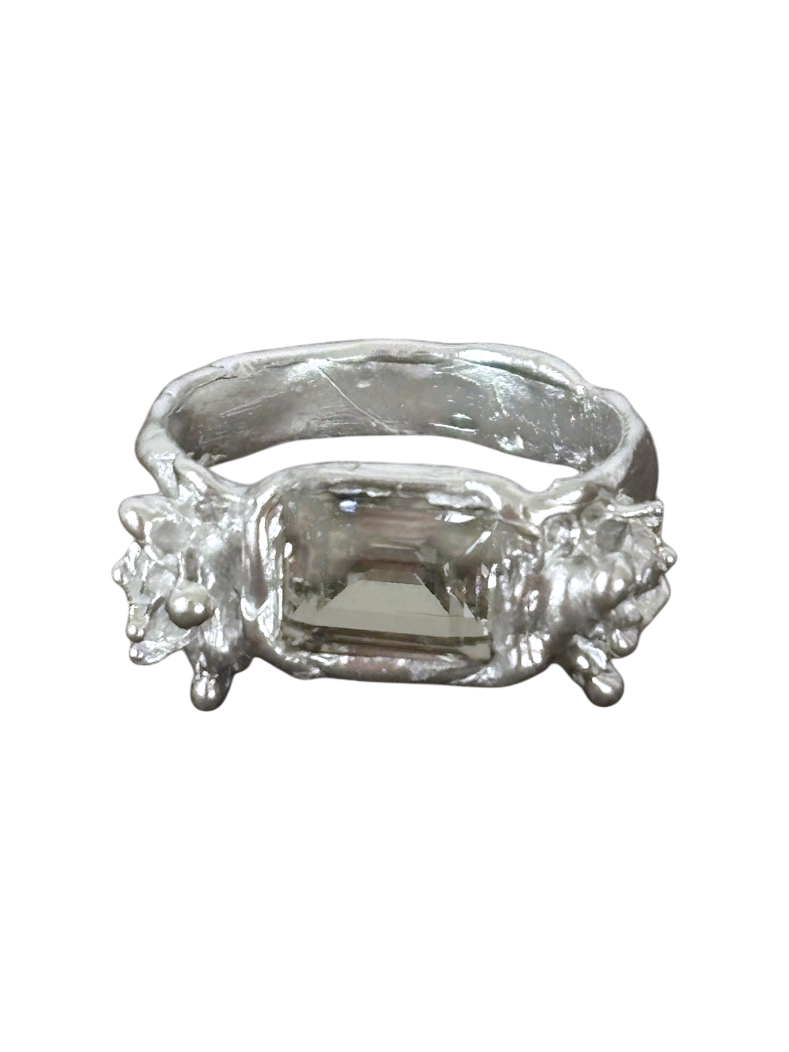 rabies dog Rosette Grey Gem Ring
