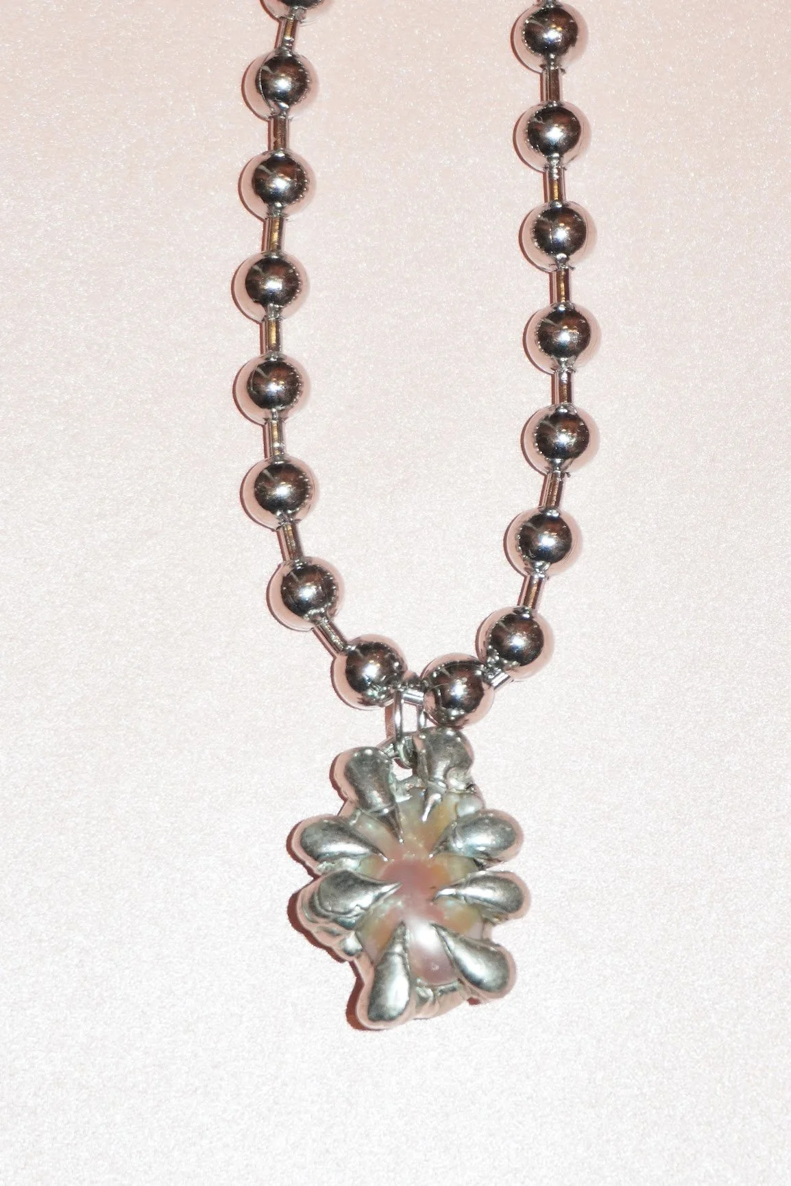 My Dearest World bubble baroque pearl ball chain necklace