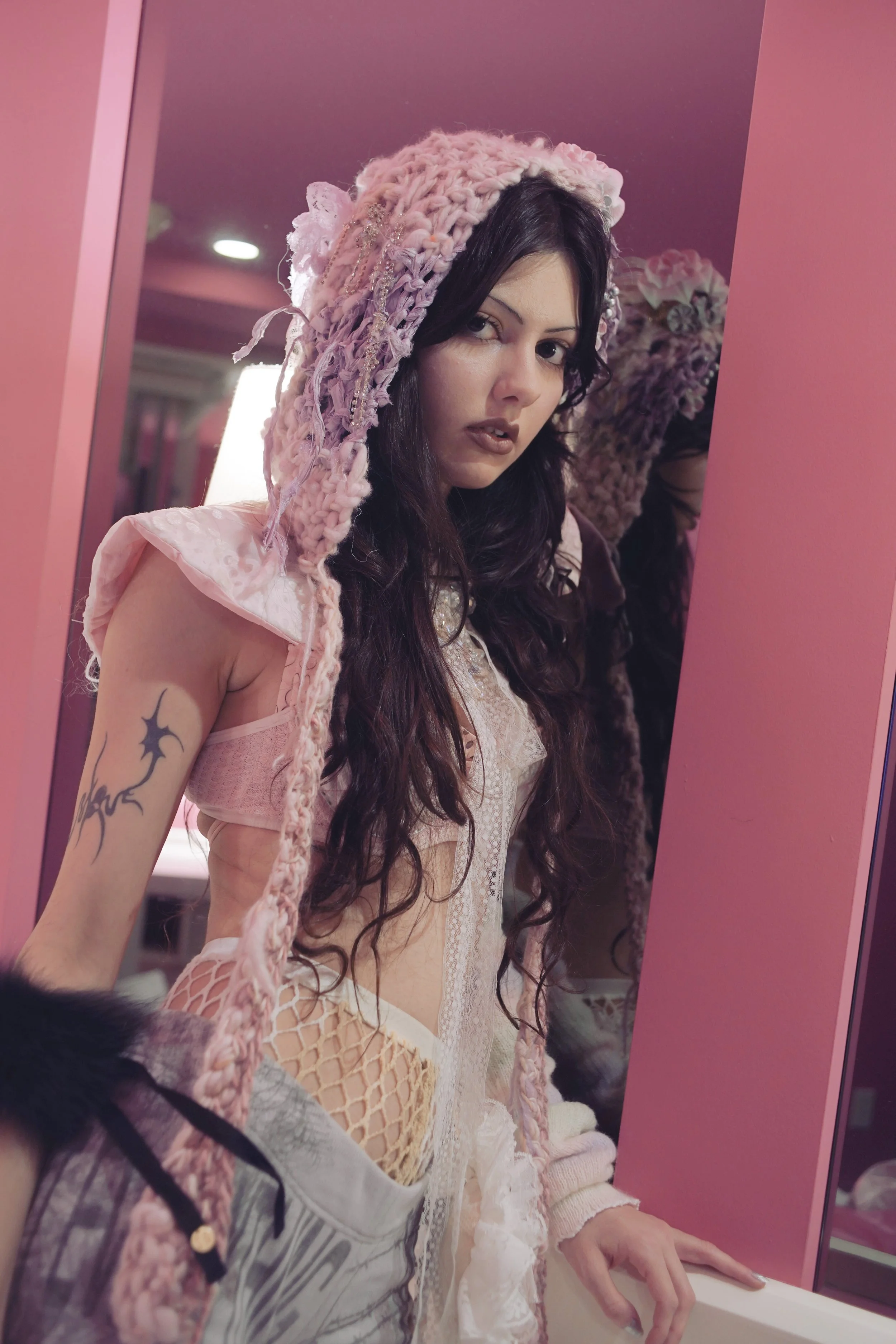 cuddle puddle levels of transparency soft pink bonnet