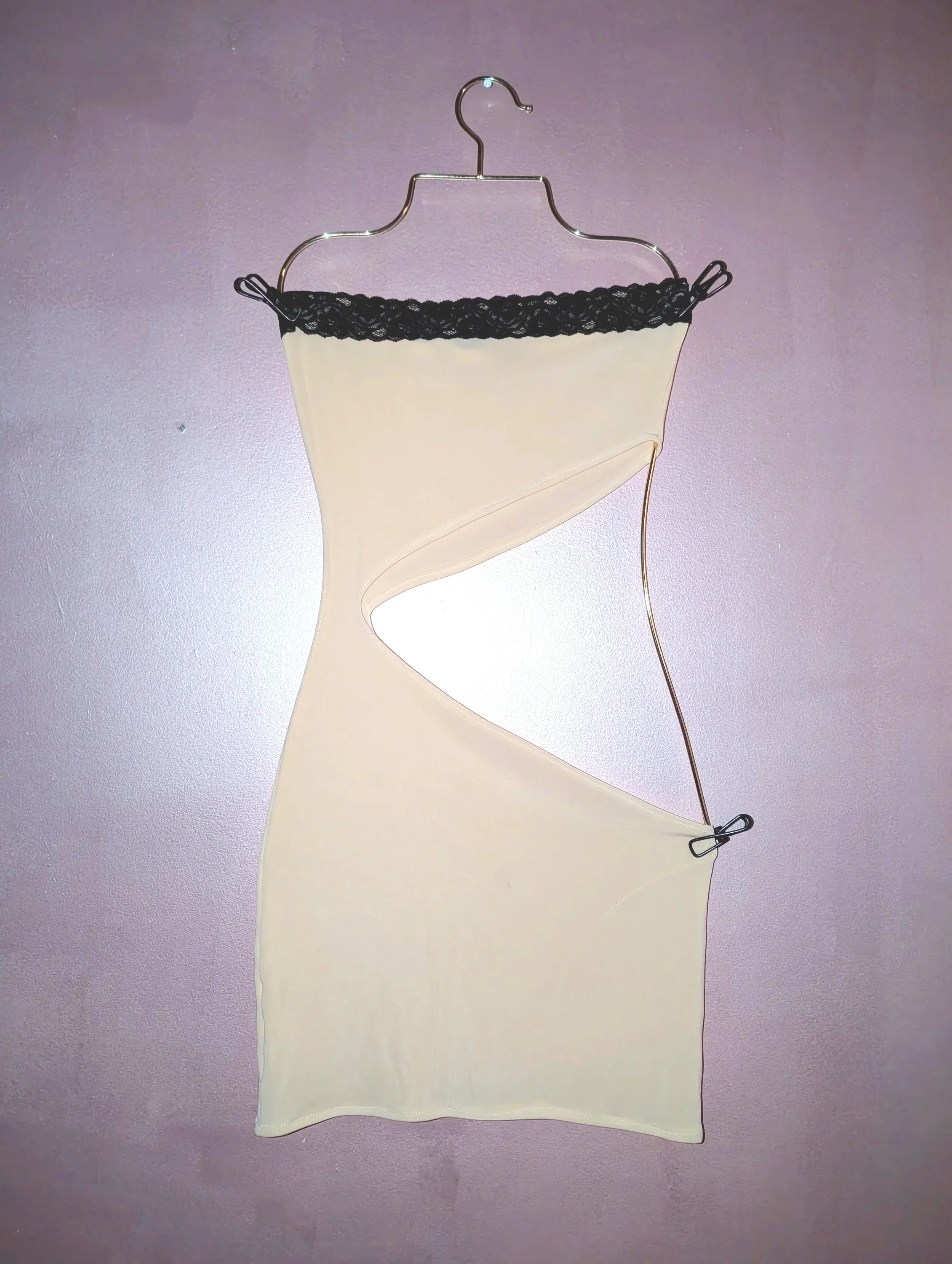 SYNPH17 Yellow lace asymmetric dress