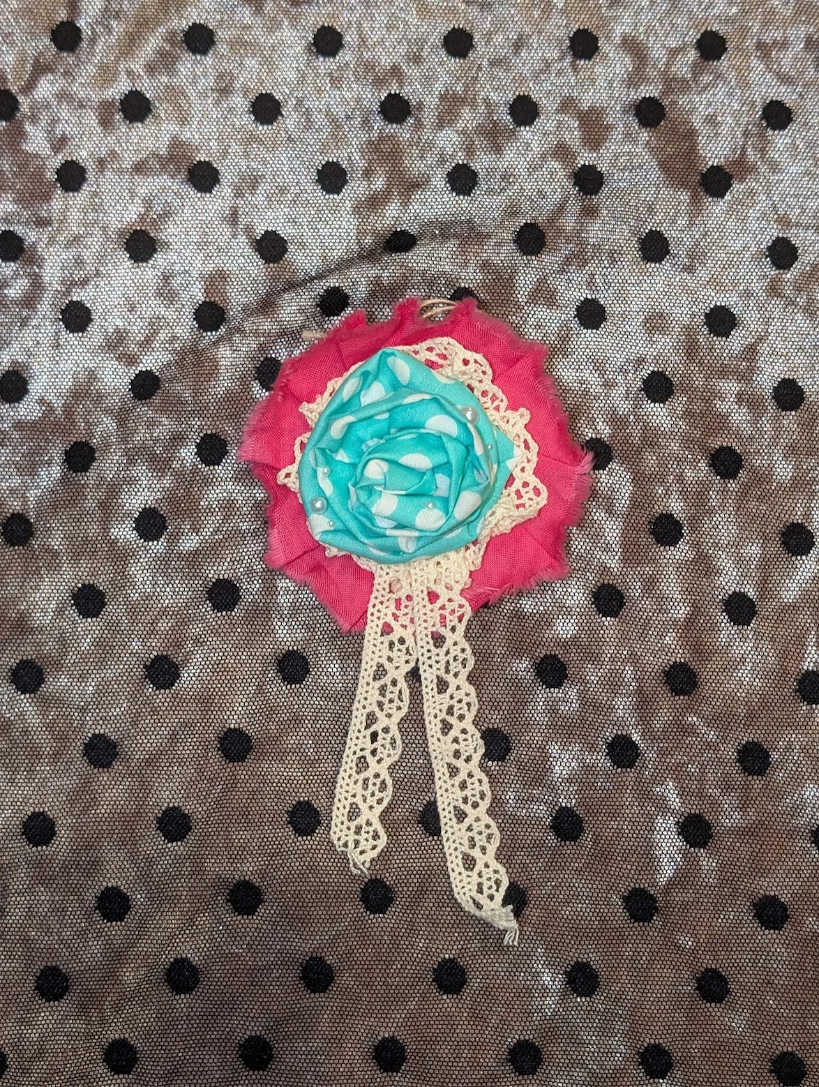 Megan Yama Mini Rosette - Dot Teal