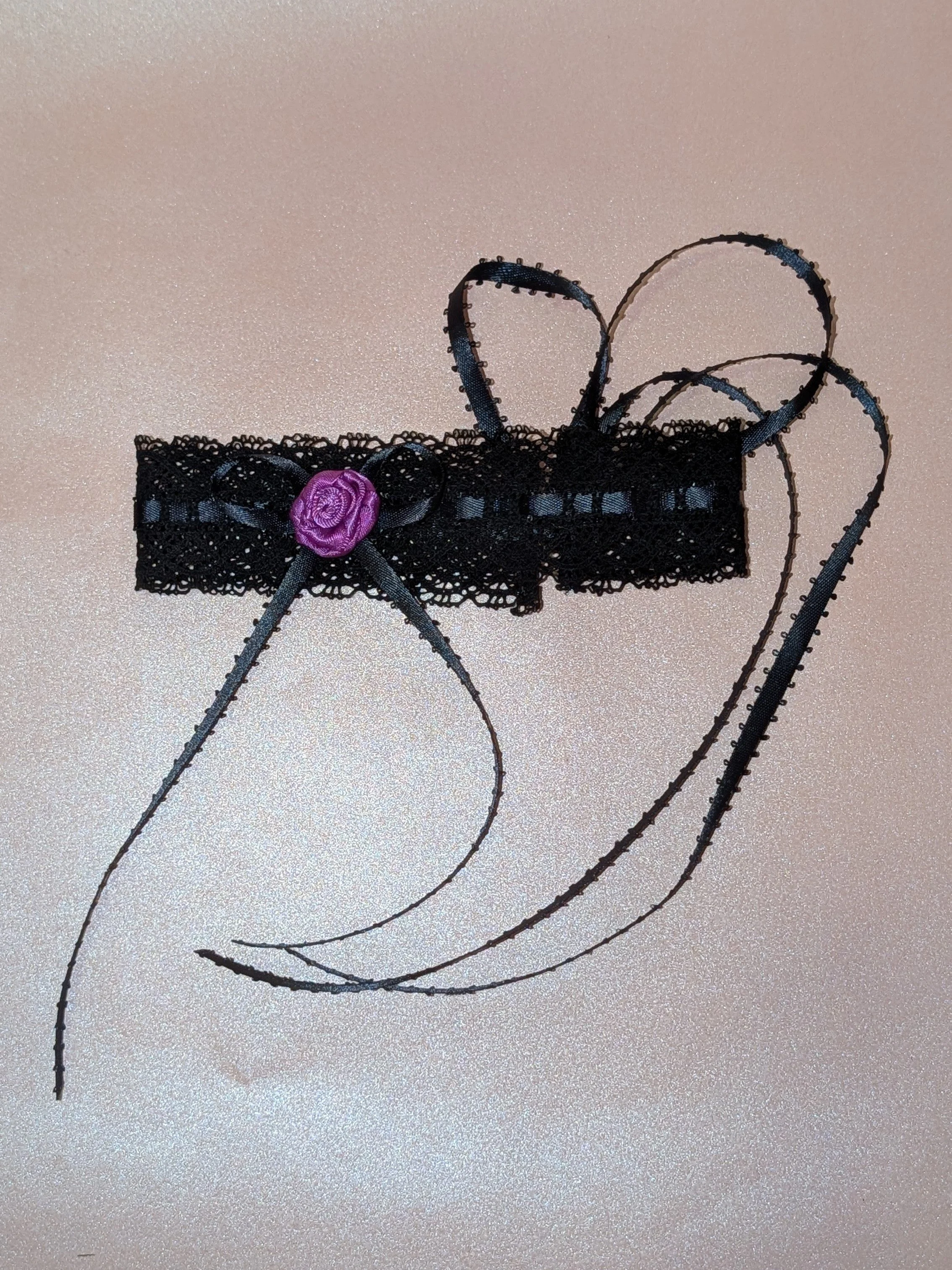 angel wing syndrome black x purple ladder lace choker