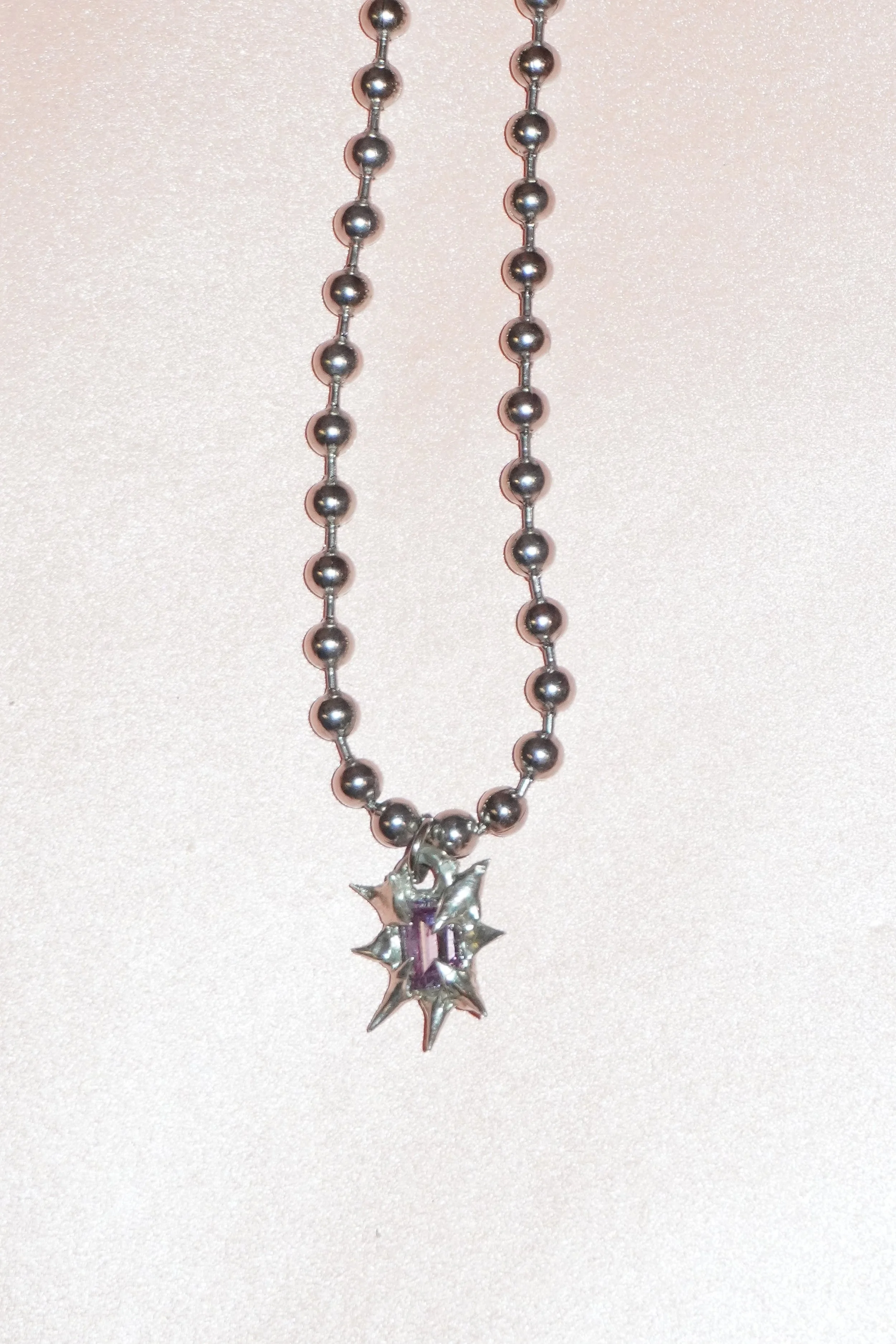 my dearest world Spiky Gem Ball Chain Necklace