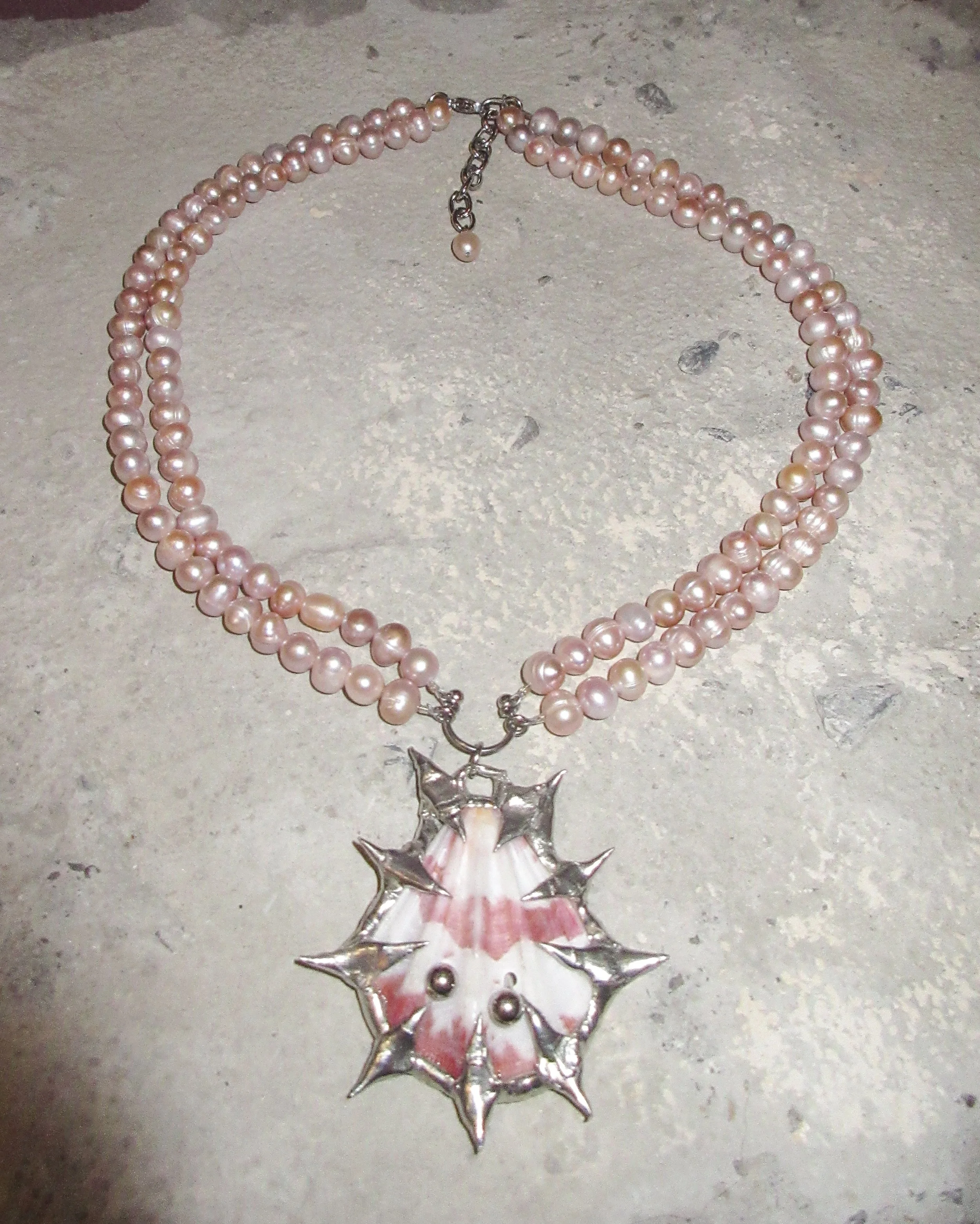 my dearest world Double Strand Pink Mermaid Collar With Piercing Necklace