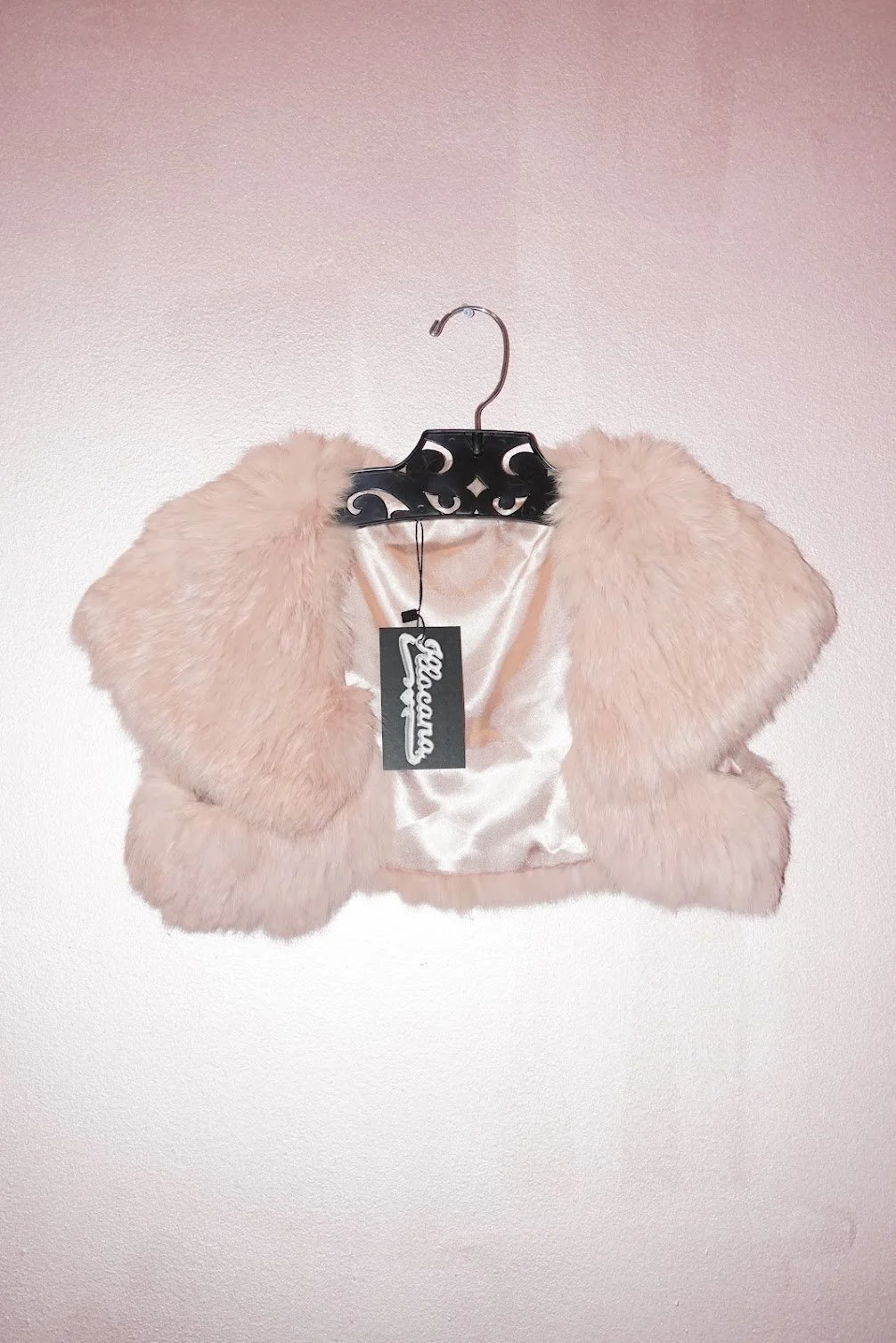 illocana Japanese vintage pink rabbit fur open front bolero