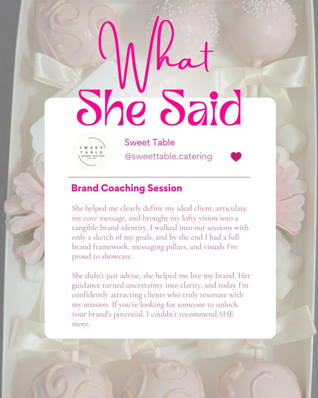 ✨ Real results. Real clarity. Real growth.⁠
Sweet Table came to us with a dream &mdash; and walked away with a brand that speaks for her before she even says a word.⁠
⁠
This isn&rsquo;t surface-level strategy. It&rsquo;s deep brand work that moves yo