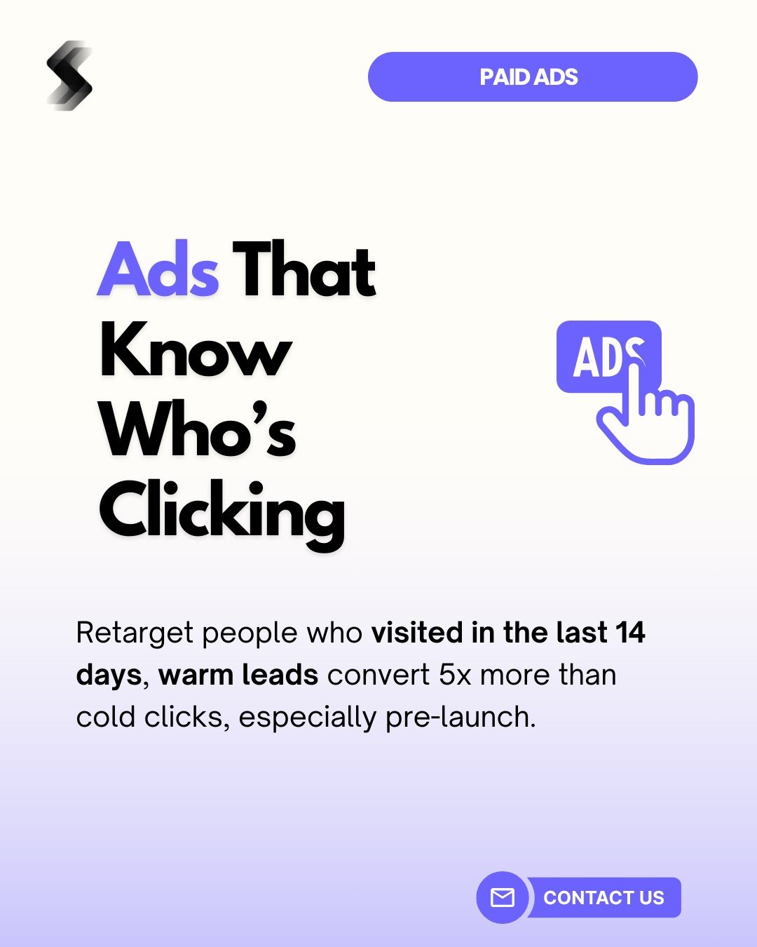 95% 𝐨𝐟 𝐰𝐞𝐛𝐬𝐢𝐭𝐞 𝐯𝐢𝐬𝐢𝐭𝐨𝐫𝐬 𝐥𝐞𝐚𝐯𝐞 𝐰𝐢𝐭𝐡𝐨𝐮𝐭 𝐭𝐚𝐤𝐢𝐧𝐠 𝐚𝐜𝐭𝐢𝐨𝐧.
That doesn't mean they're not interested. It usually means they're not ready.
Retargeting keeps your brand in front of people who've already visited your we