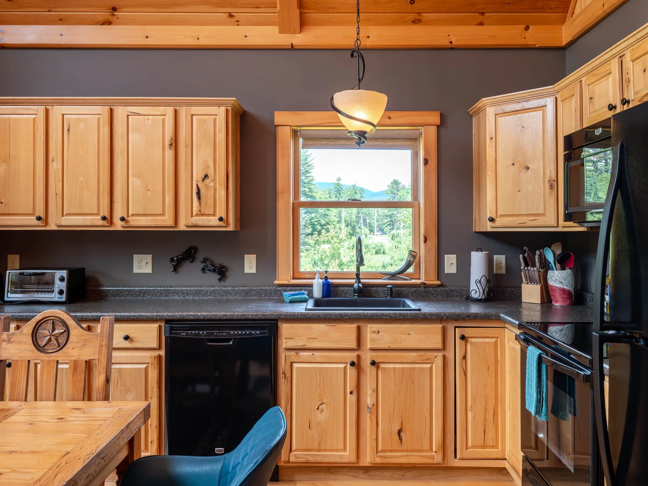 Well-appointed fully equipped kitchen at The Lone Star at Sunday River Sunday River vacation rental in Sunday River area minutes from the slopes with outdoor dining area