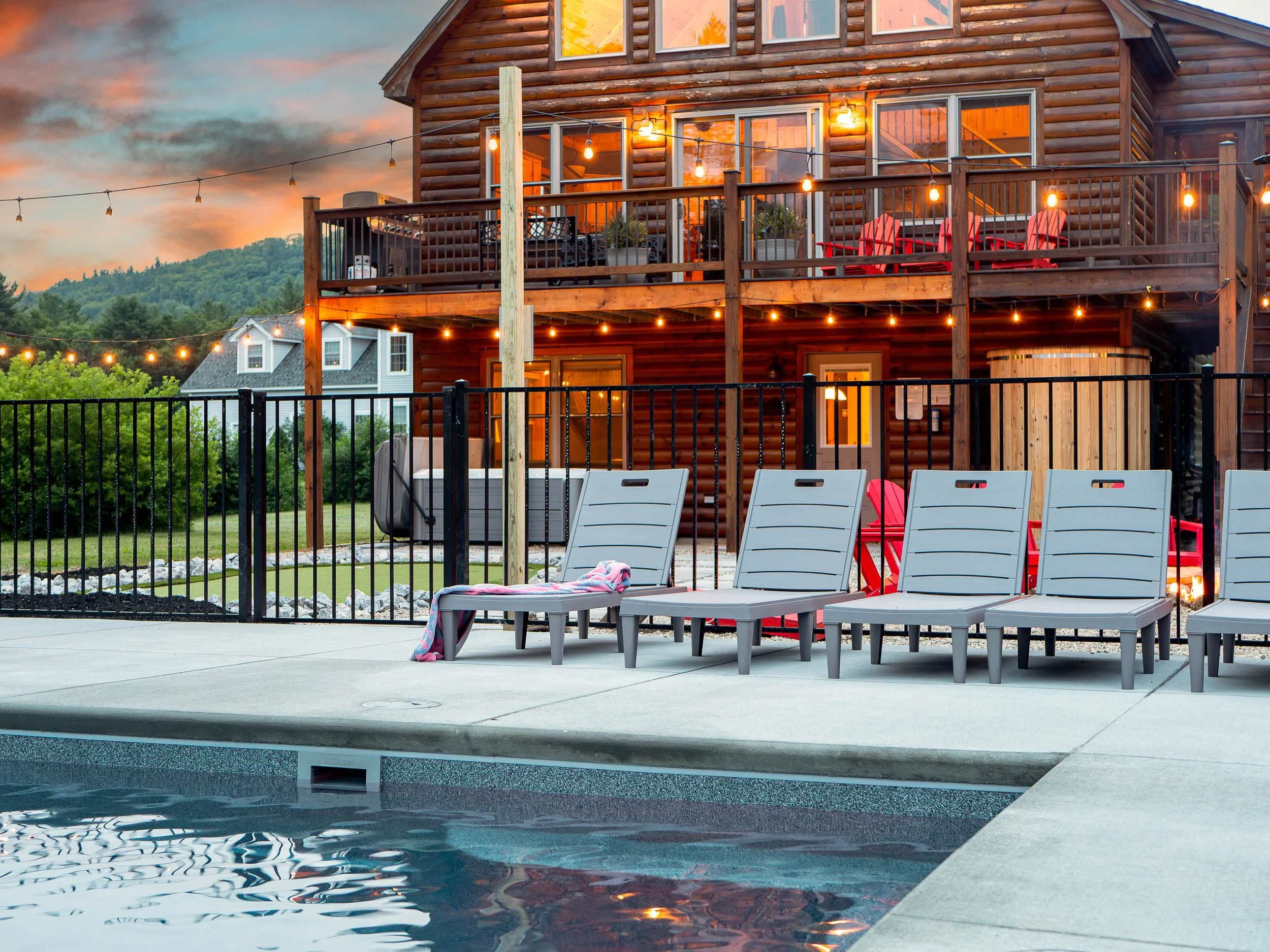 Relaxing pool at The Lone Star at Sunday River vacation rental in Sunday River area for a Western Maine summer vacation with easy access to outdoor recreation