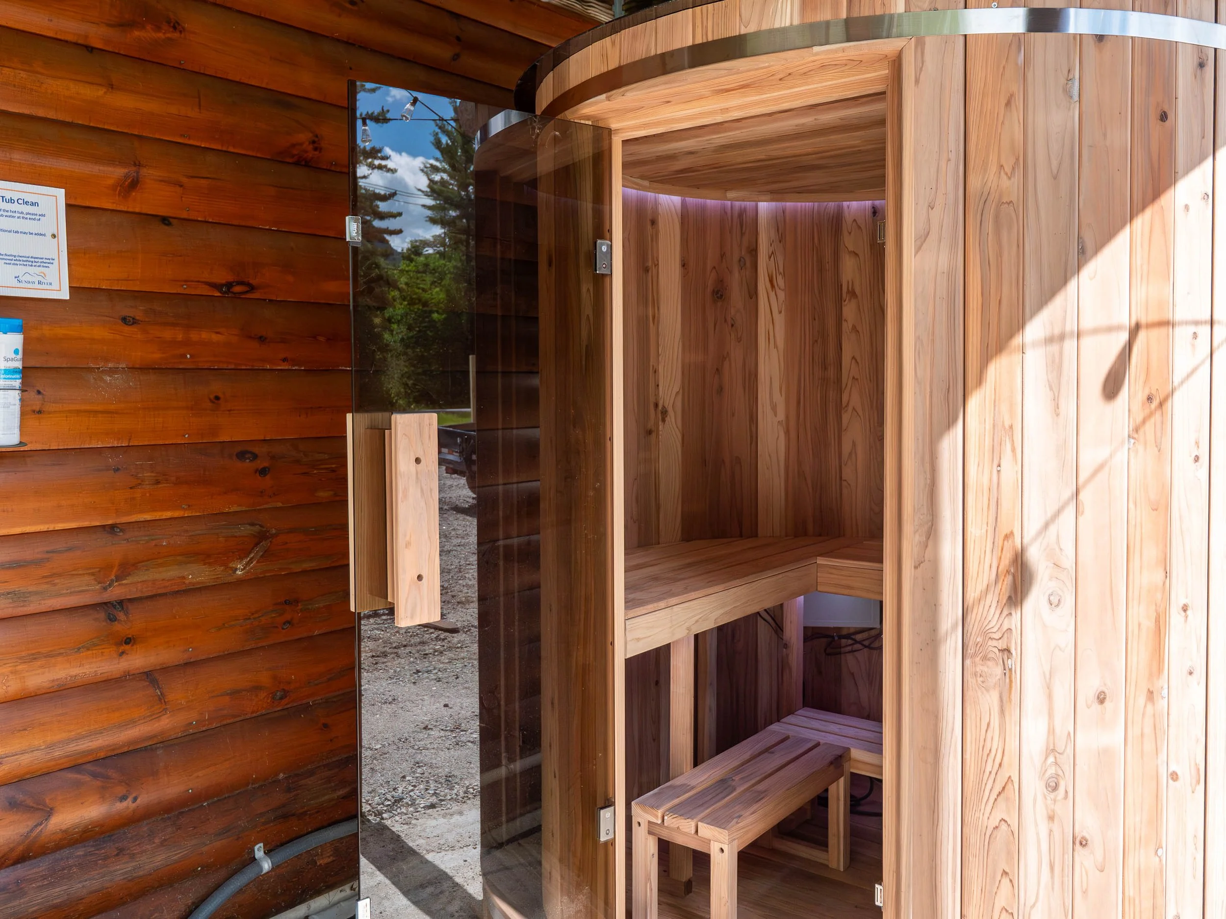 Relaxing sauna at The Lone Star at Sunday River vacation rental in Sunday River area minutes from the slopes with winter mountain setting