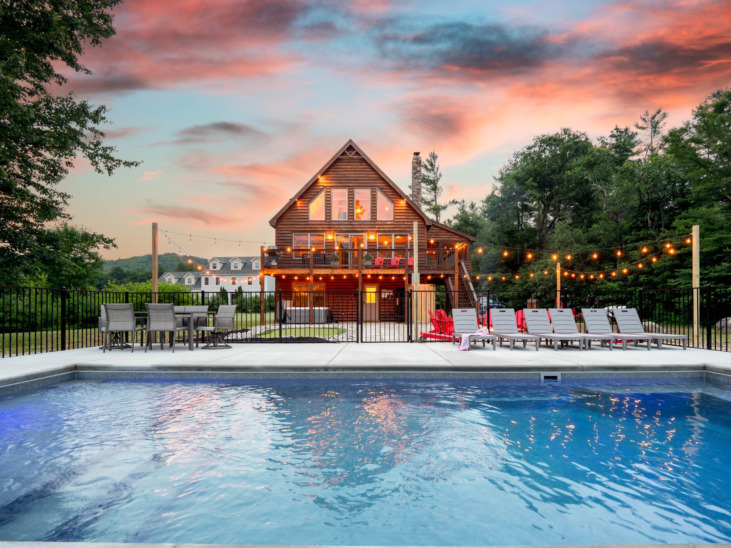 Family-friendly pool at The Lone Star at Sunday River mountain home near Sunday River close to swimming with summer outdoor recreation