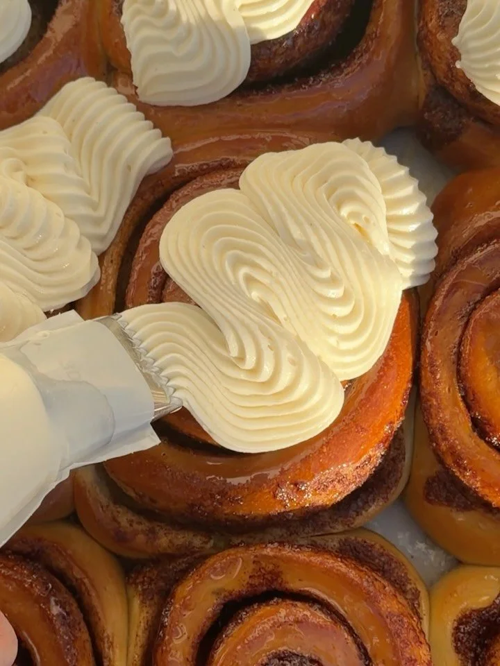 Valentine&rsquo;s cinnamon swirls, served extra saucy 😉