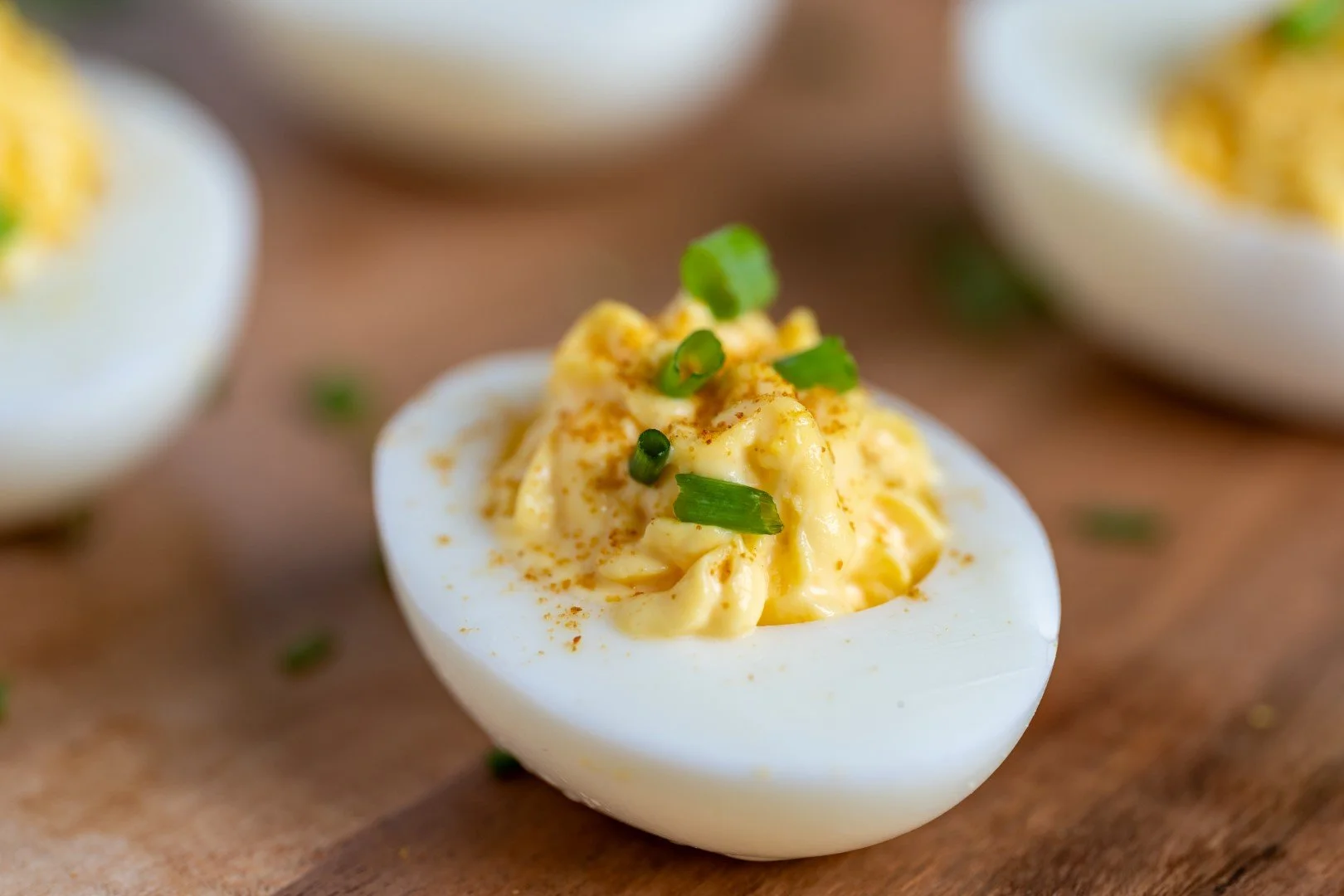 Deviled Egg with Chives Garnish