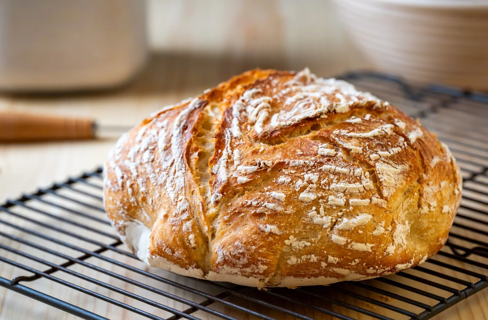 Boule of Freshly Baked Artisan Bread