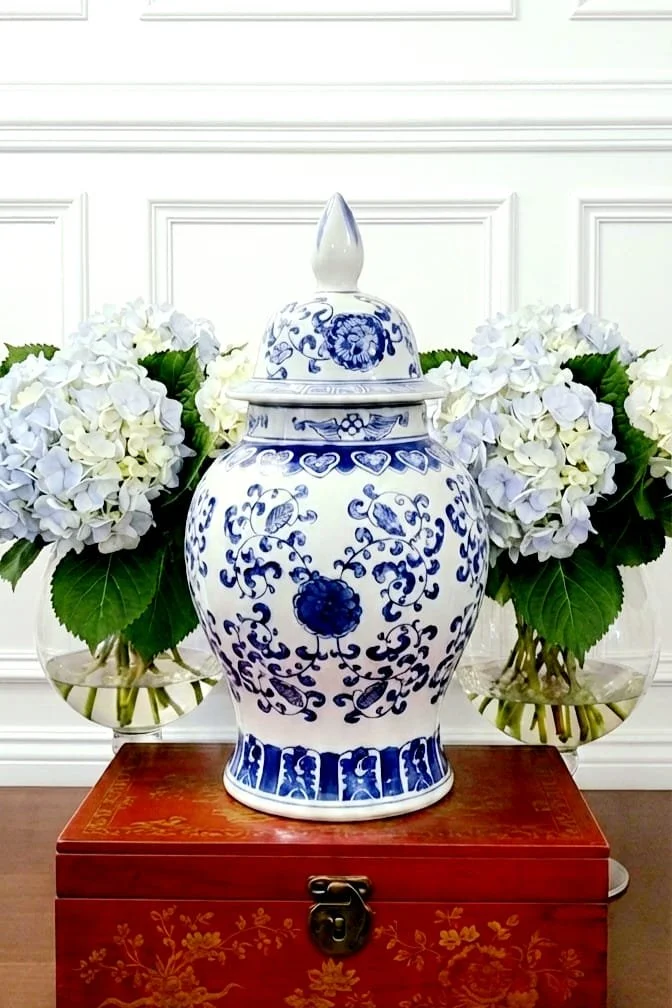 Very Large 'Temple' Blue and White Chinese Ginger Jar - 46cm