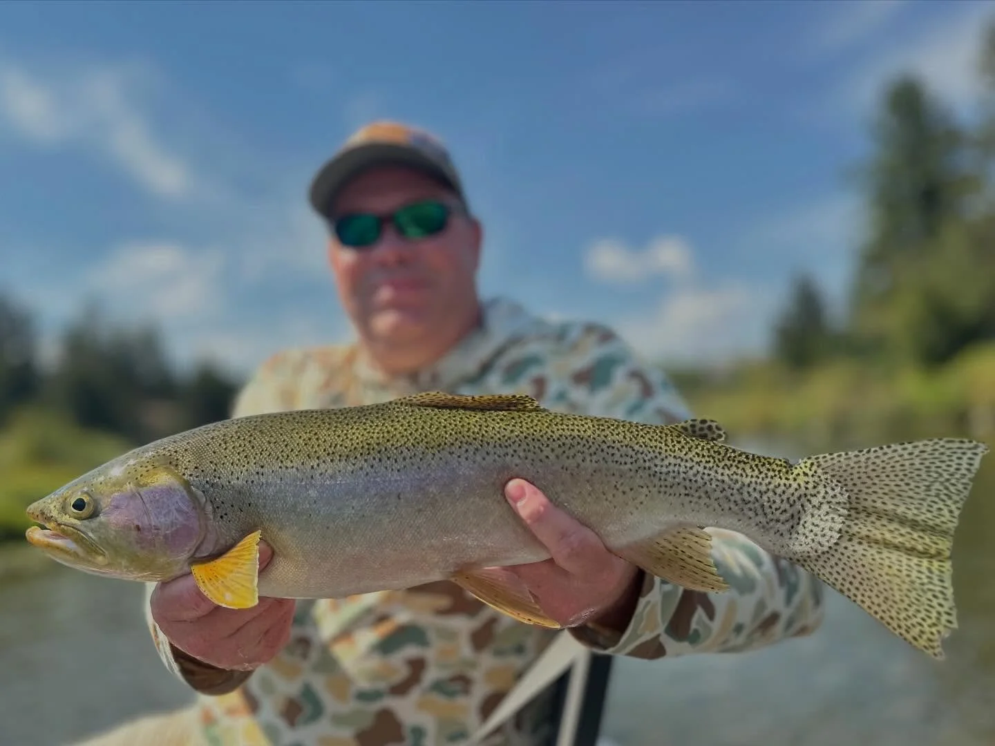 You&rsquo;d be shocked at where my client and I found this monster living. Slurped up a giant nocturnal stone and he was off to the races! #missoulaflyguy #trophytrout #flyfishmissoula