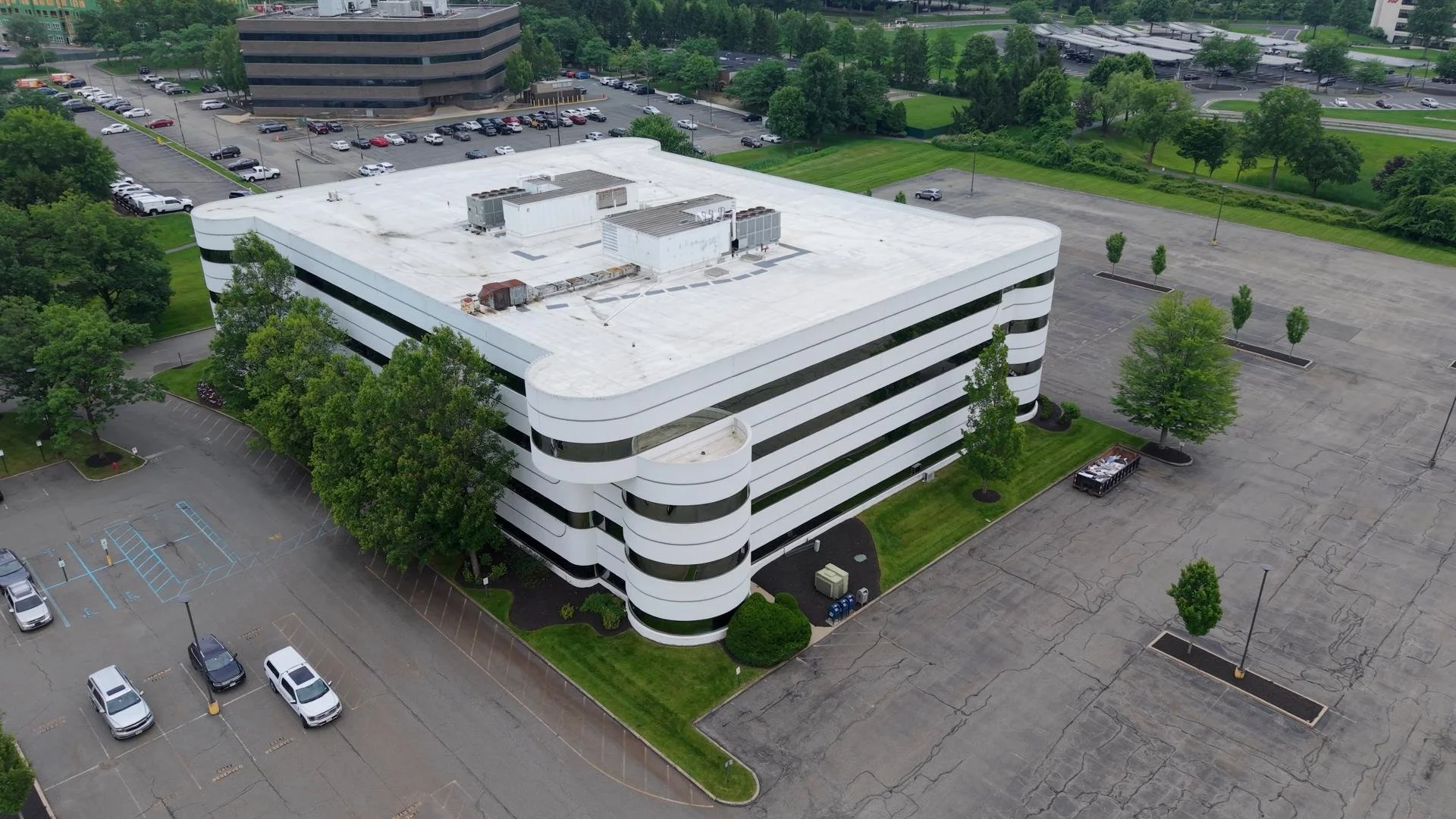 Office complex with well-maintained plantings and walkways in New Jersey