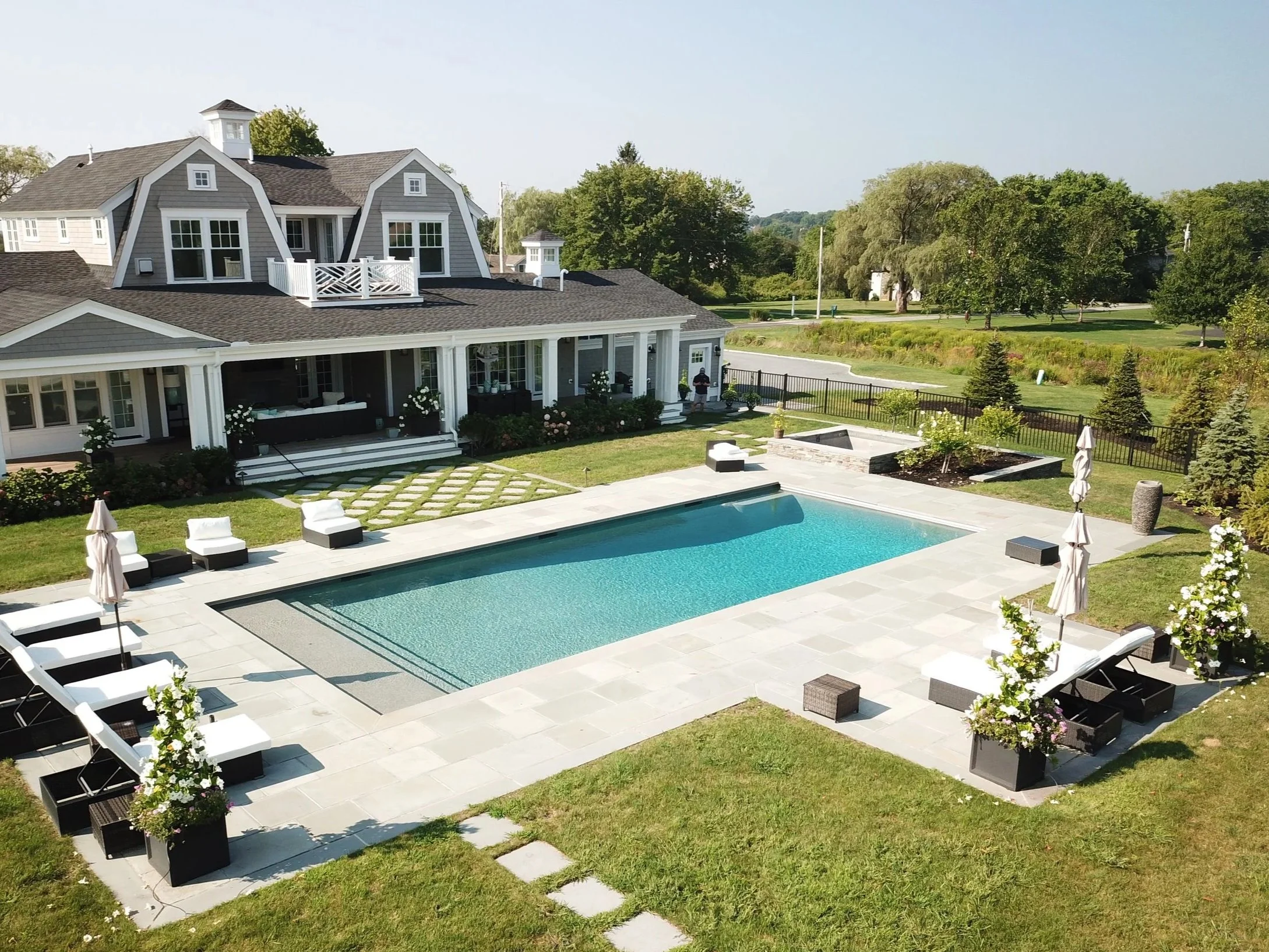 The Pool Is Only Part of It. Landscape Design Makes the Backyard Feel Finished in Portsmouth, RI