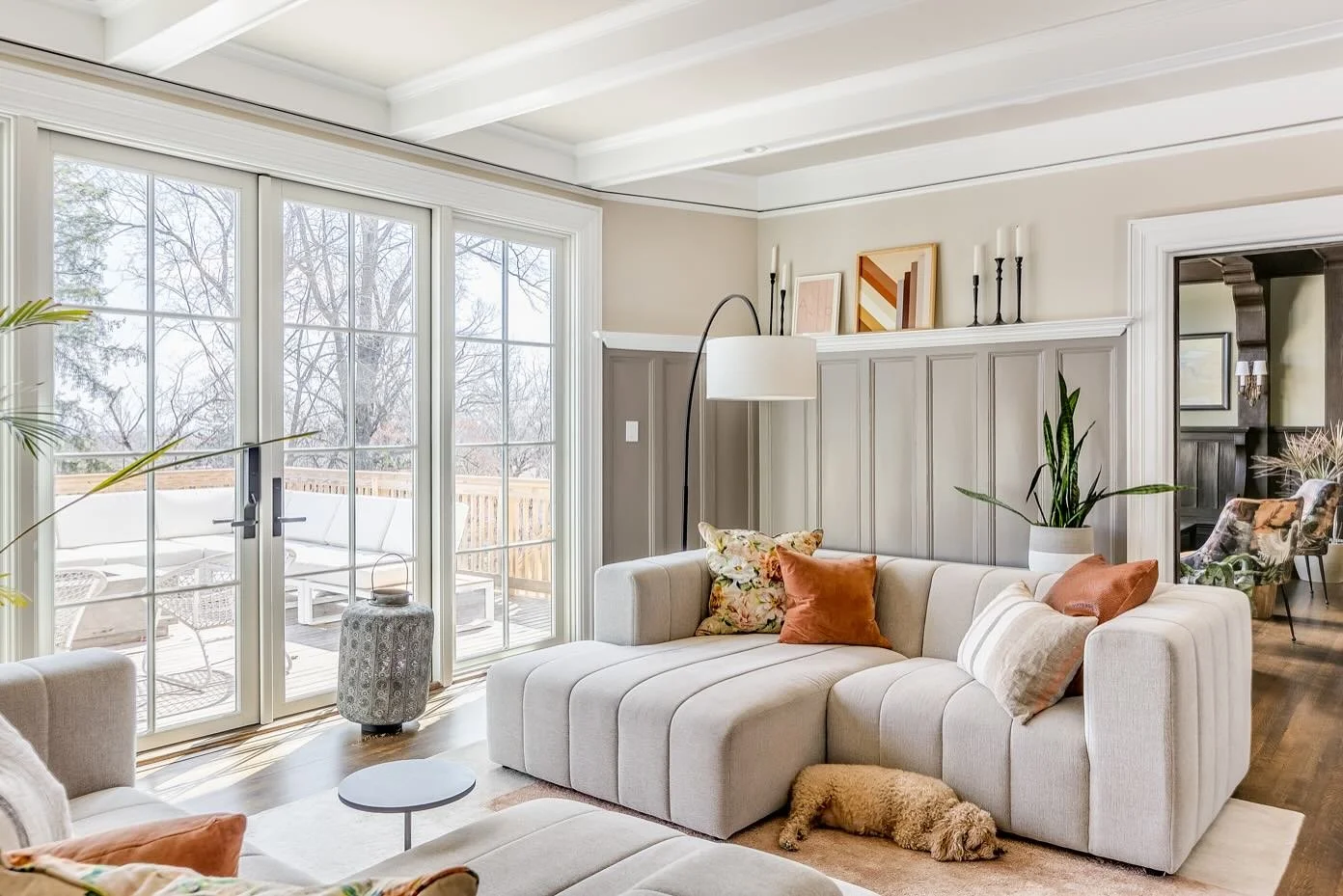 Is it Friday yet?? Henry, our clients&rsquo; dog and clearly the star of this shoot, is already getting comfy. During the project we referred to this room as the Middle Room. Its purpose is flexible, but mostly it has been used by our clients once th
