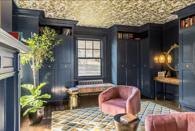 Here is another example of a dressing room. We approached it from a different angle. The space was so generous and it came with a beautiful fireplace that it also became this primary suite&rsquo;s sitting room. Photos by @lisakollberg closets/built-i