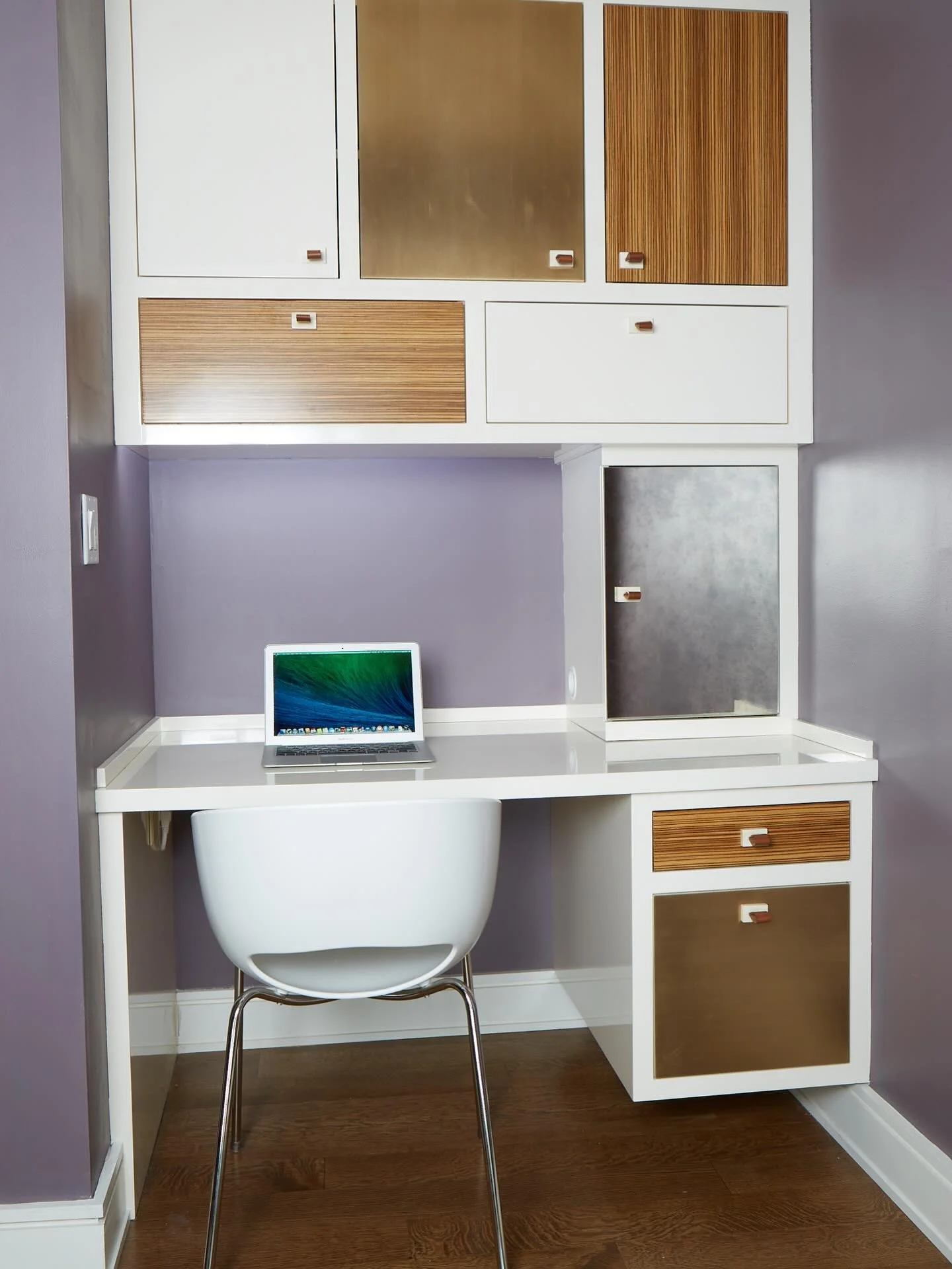 Let&rsquo;s play! Every once in a while a designer has a project that allows their creativity to run free. Here, my clients were open to a mix of materials, bringing together adjacent spaces to integrate this home office visually. This custom desk st