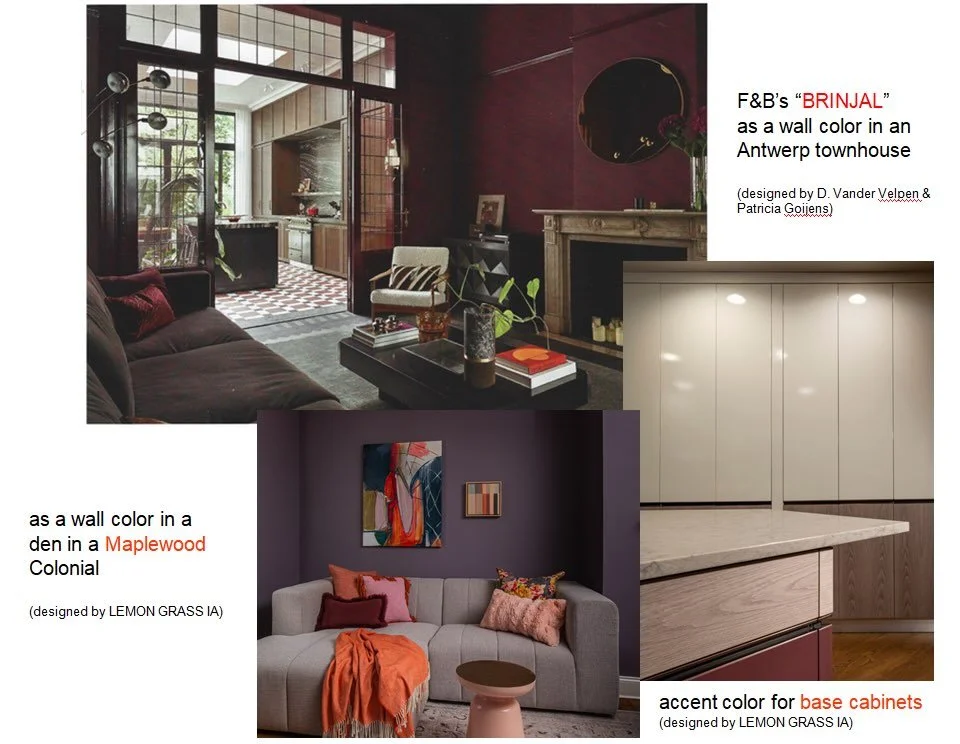 Another &ldquo;Look what I just found&rdquo; moment. Bright purple tones are tricky. Heck, PURPLE tones are tricky! Yet, Farrow &amp; Ball&rsquo;s BRINJAL is a vibrant, fun color that still contains a certain elegance to qualify as ADULT, GROWN UP. W