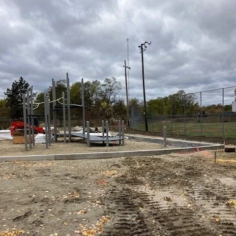 St. Louis Sponge Park in Lowell. - JAM Crews are out installing the playground equipment and prepping for splash pad.