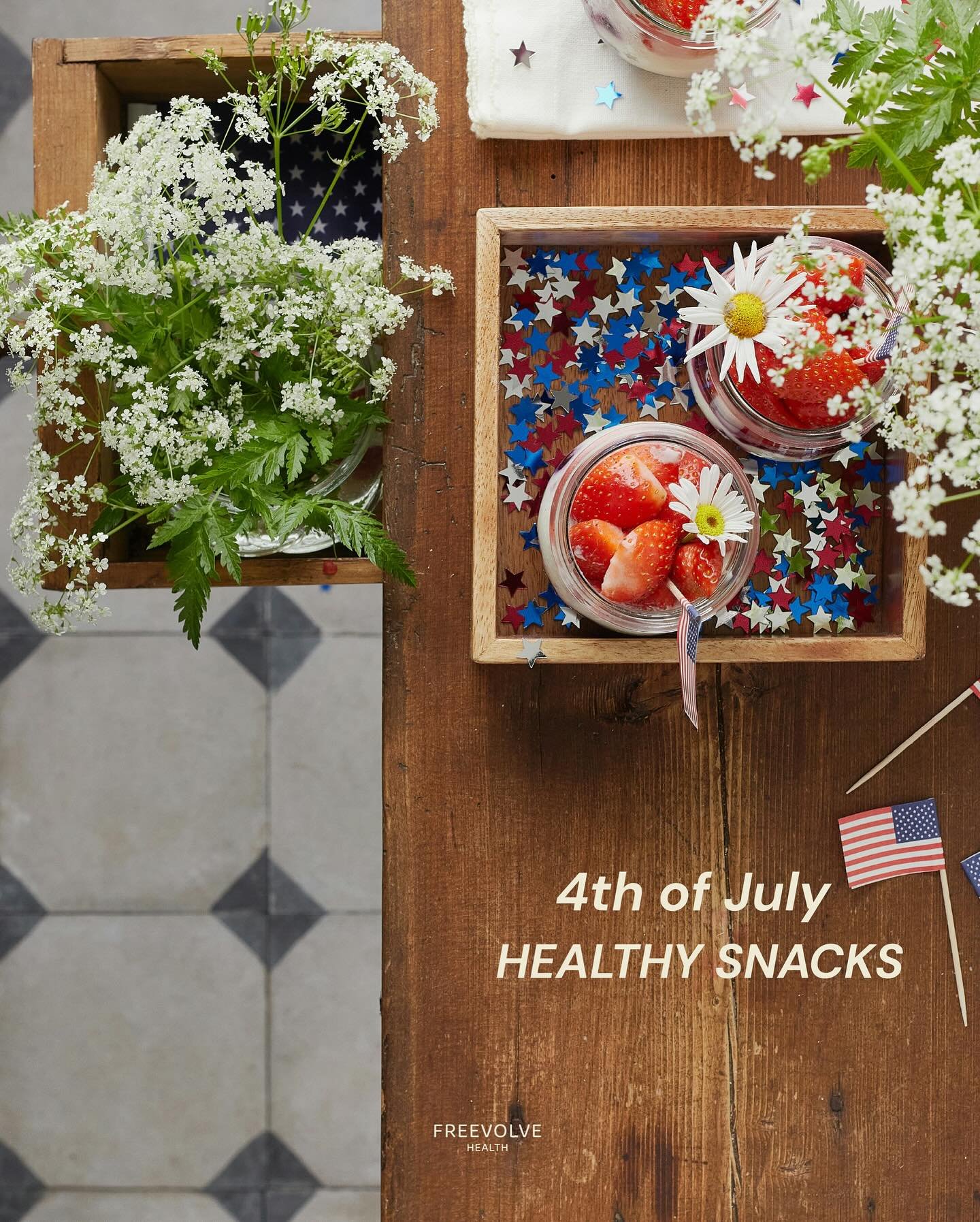 🎆 Celebrate Independence Day the wholesome way! 🎇
Swipe through for festive &amp; deliciously healthy 4th of July snack ideas that are as fun as they are nutritious. 🍓🌿🇺🇸

From fresh fruit parfaits to red, white, and blue treats&mdash;these sna