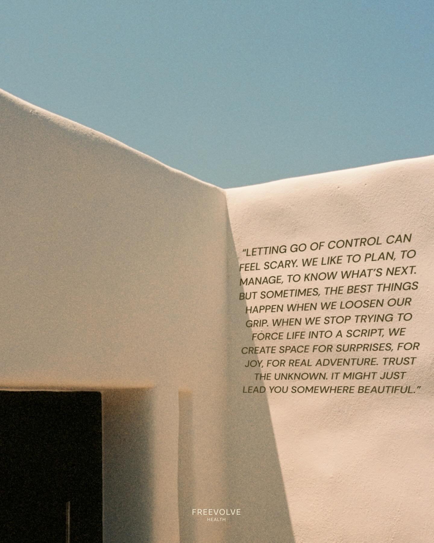 &ldquo;Letting go of control can feel scary. We like to plan, to manage, to know what&rsquo;s next. But sometimes, the best things happen when we loosen our grip. When we stop trying to force life into a script, we create space for surprises, for joy