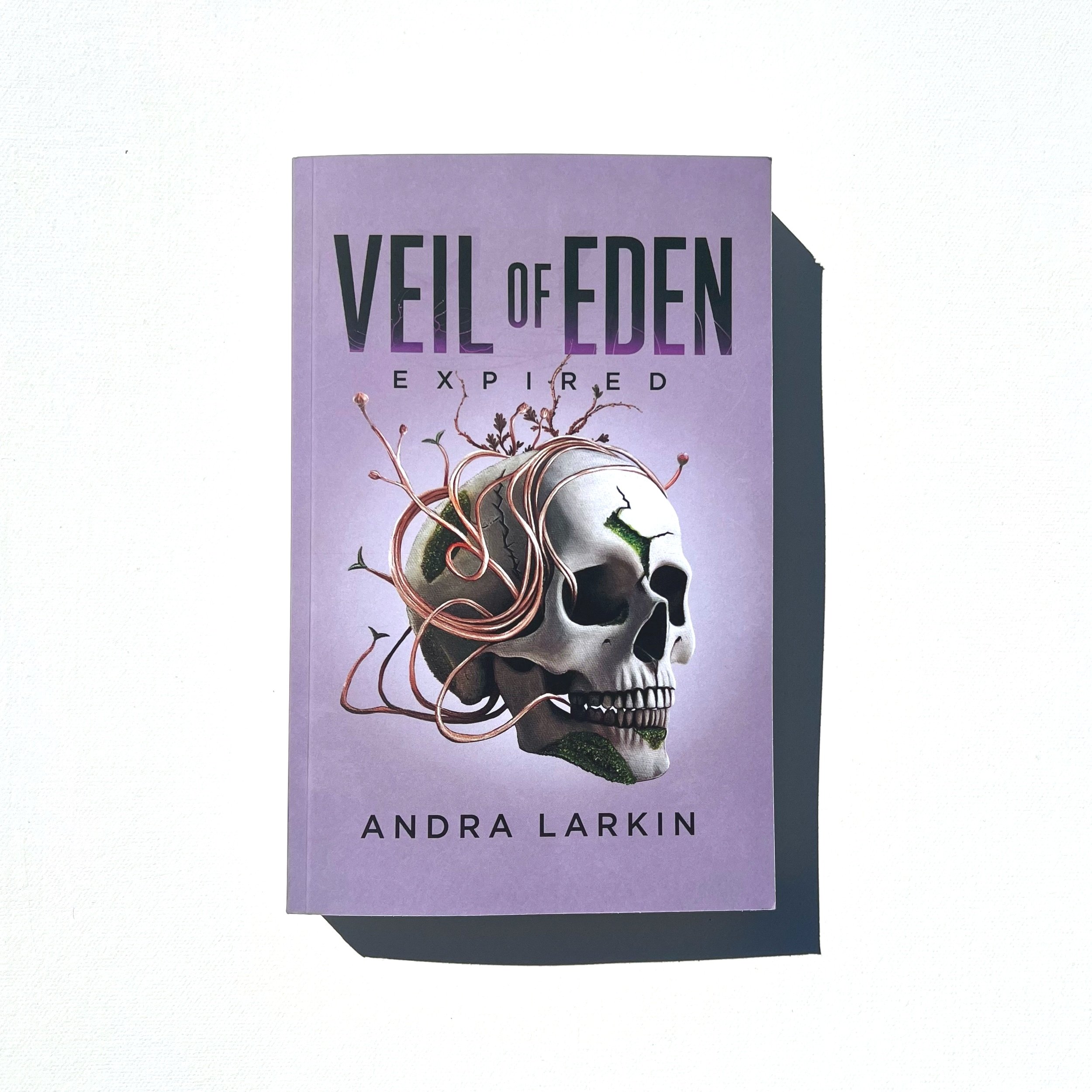Limited edition signed copy of Veil of Eden Expired by Andra featuring mirror writing, inspired by Leonardo da Vinci. Unique collector’s item for book lovers and art enthusiasts.