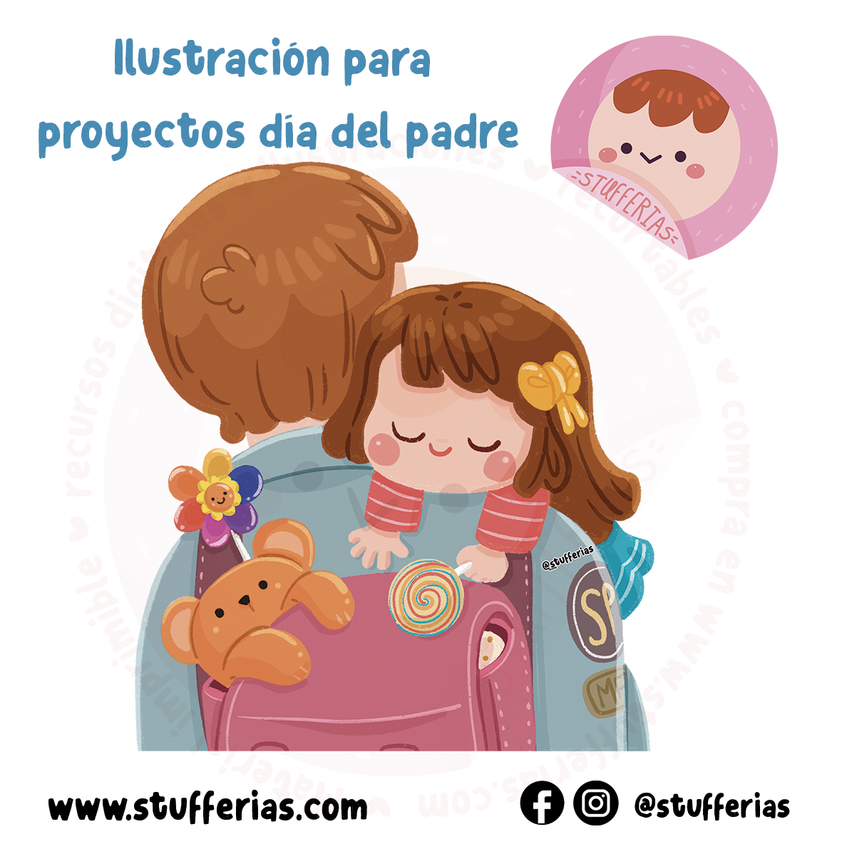 Ilustración día del padre (NIÑA) EDITABLE
