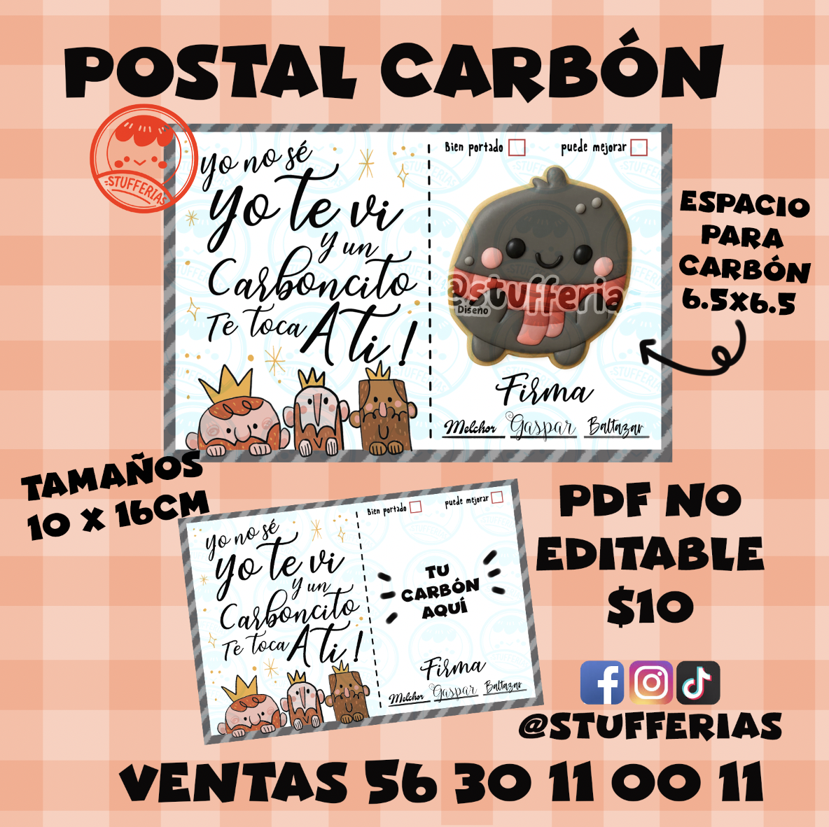 COOKIE CARD POSTAL CARBÓN TABLOIDE