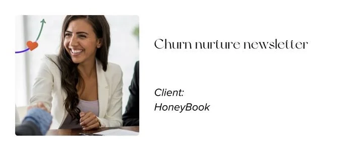 HoneyBook churn email copy claire bough