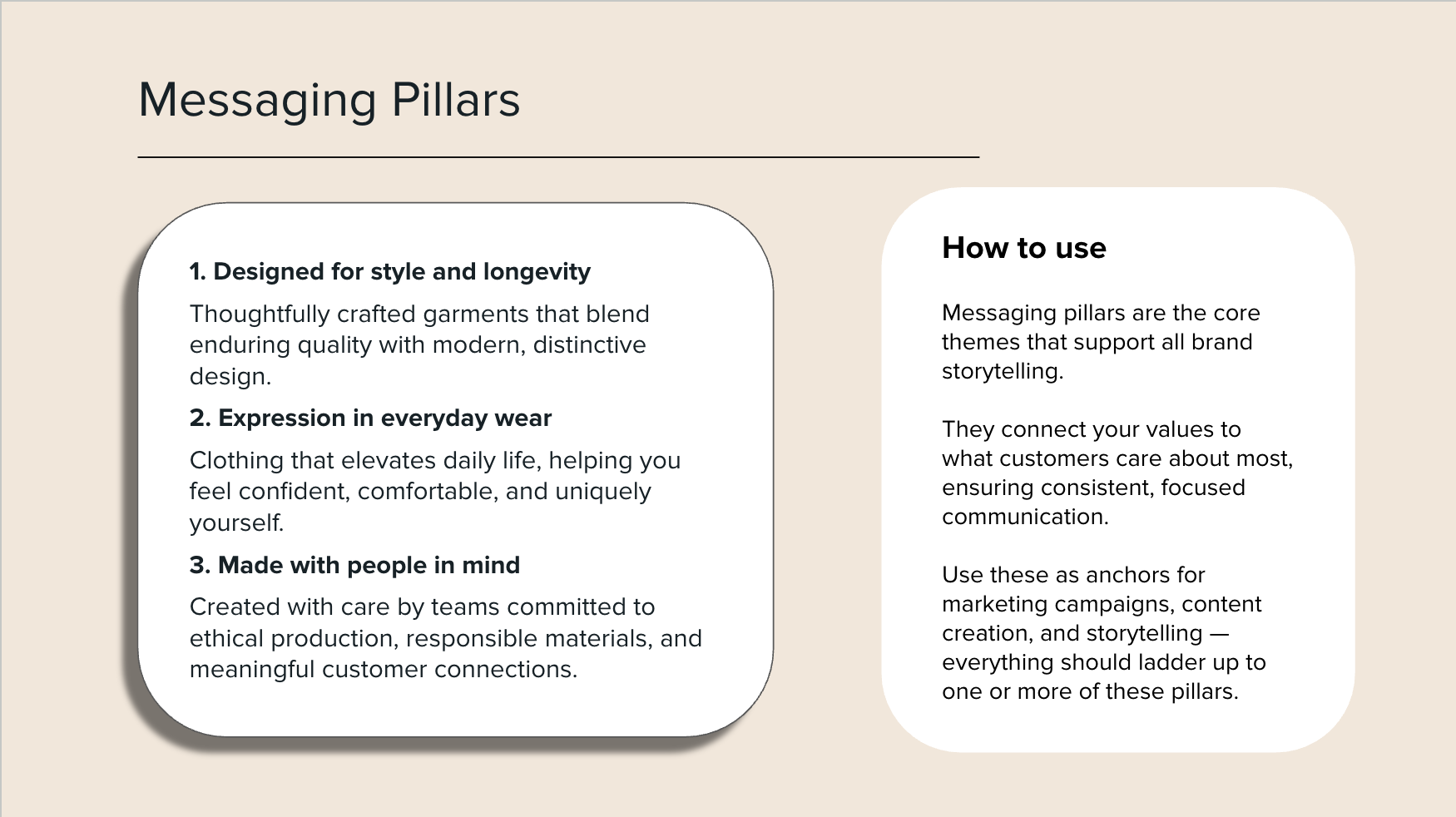 Brand messaging pillars