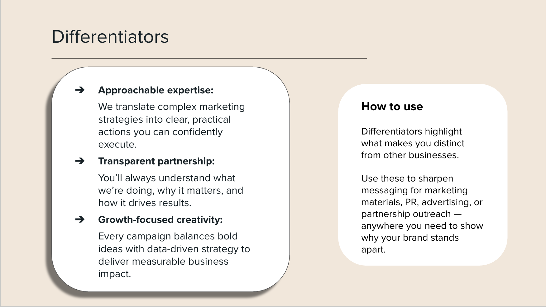 Brand messaging differentiators