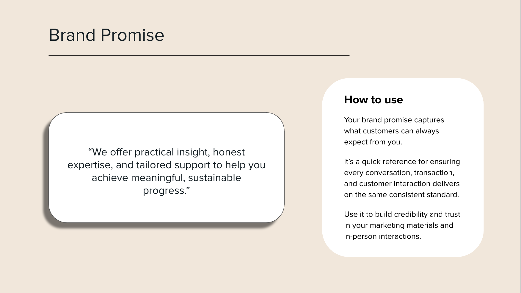 Brand promise for messaging guidelines