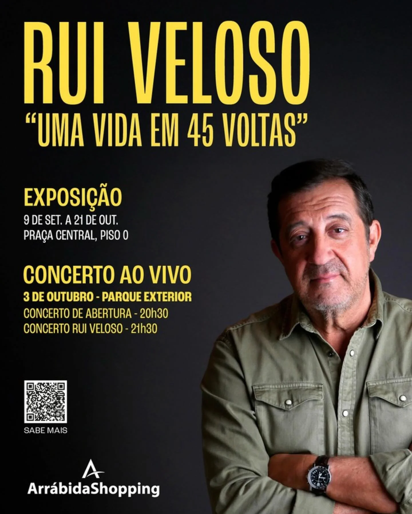 🎶✨ Uma carreira que marcou gera&ccedil;&otilde;es!

O Arr&aacute;bidaShopping orgulha-se de receber a Exposi&ccedil;&atilde;o + Concerto de Rui Veloso, no &acirc;mbito da celebra&ccedil;&atilde;o dos seus 45 anos de carreira.

📍 Onde: @centro.arrab
