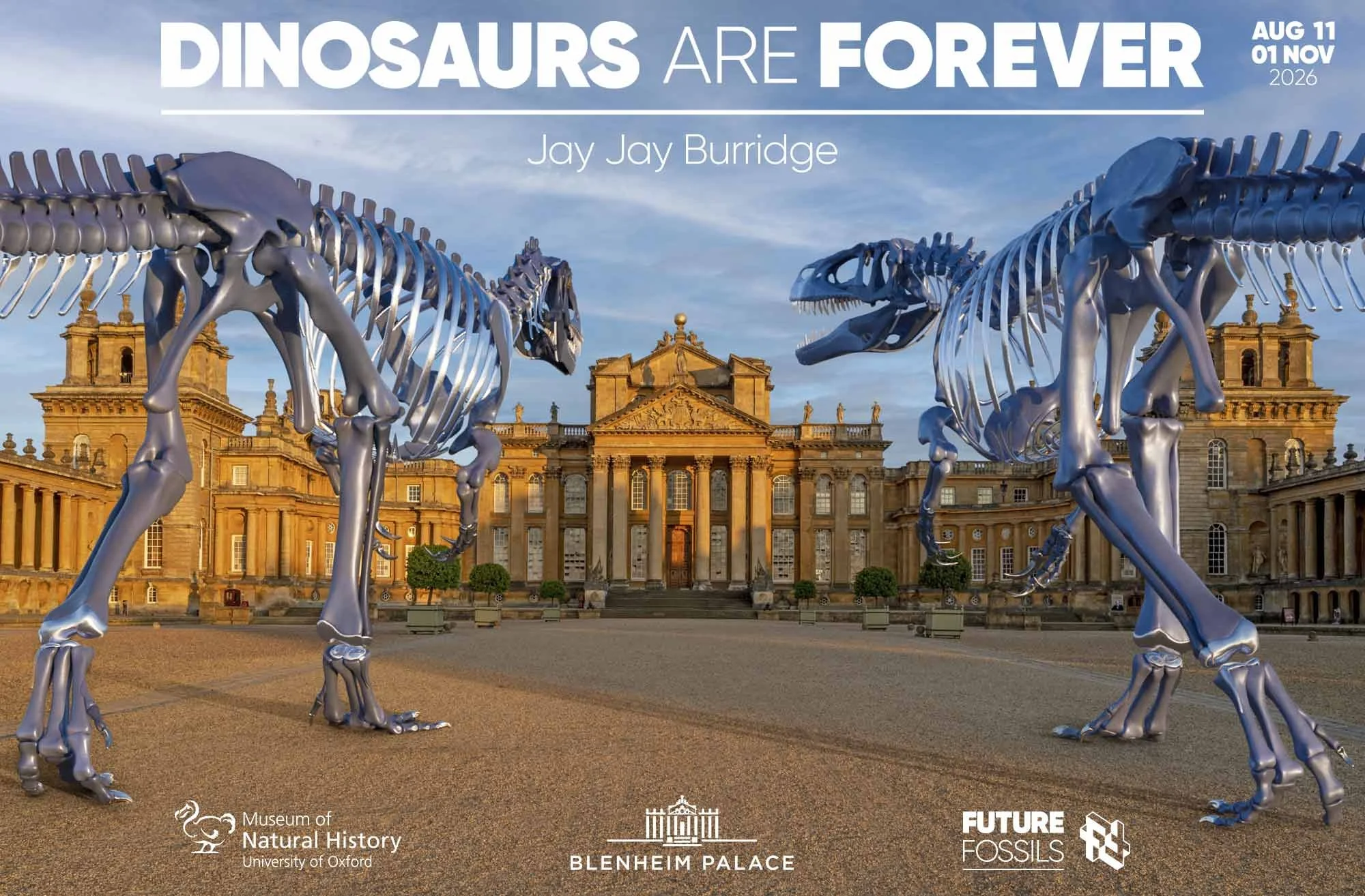 Full-scale Megalosaurus sculpture by Jay Jay Burridge, displayed at Blenheim Palace to celebrate 200 years since the world's first dinosaur was named Megalosaurus.