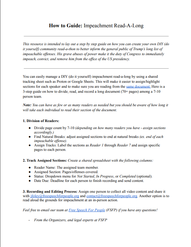 How to Guide: Impeachment Read-A-Long