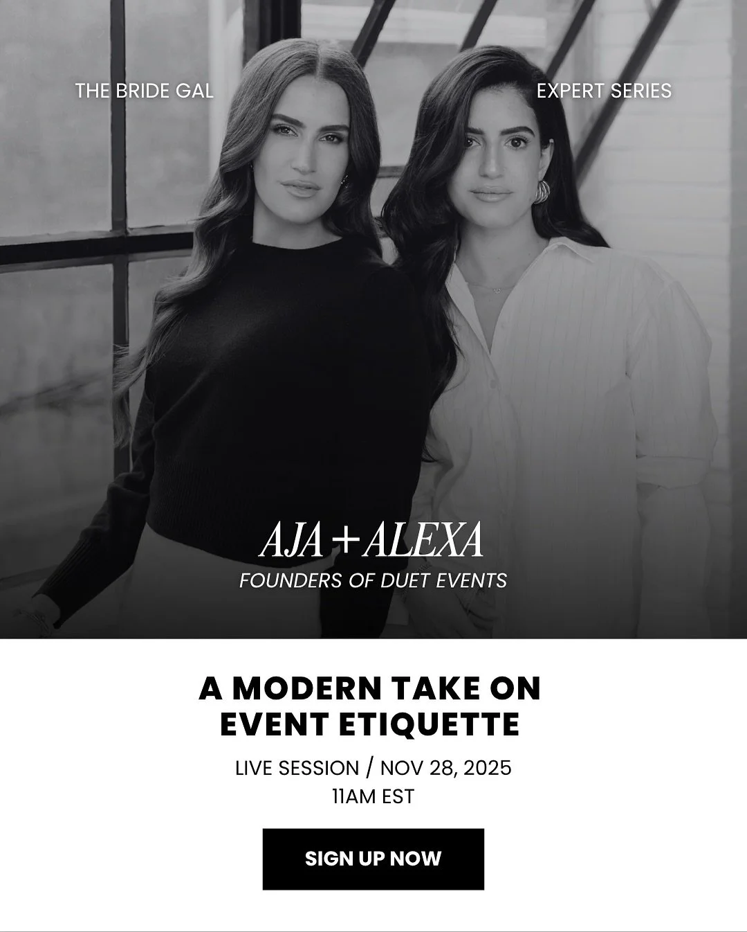 EXPERT SERIES: A MODERN TAKE ON EVENT ETIQUETTE

LIVE SESSION | NOV 28, 2025 at 11AM EST

Think etiquette, but make it modern. We&rsquo;re talking all things hosting, guesting, and gracefully navigating today&rsquo;s weddings and events &mdash; with 