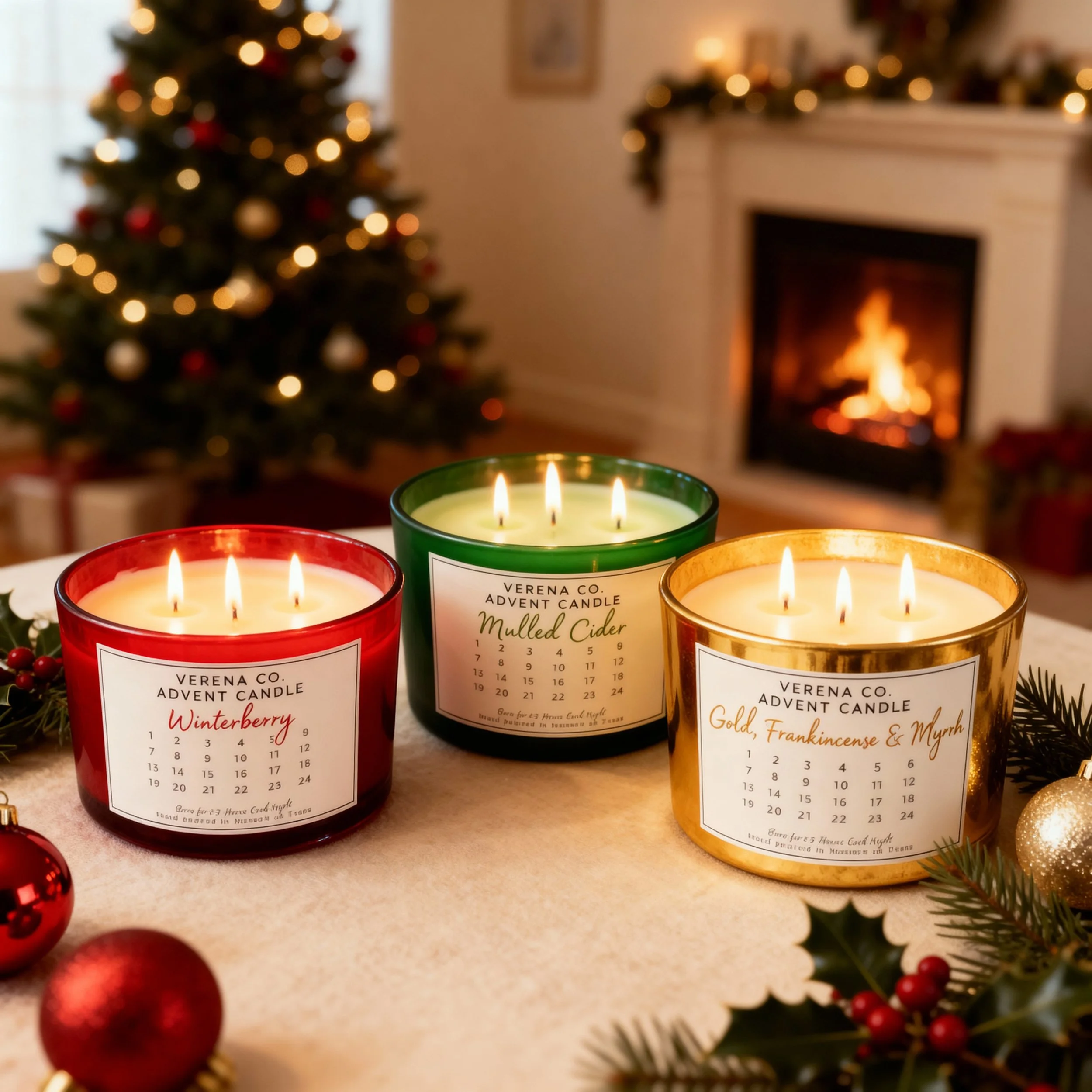 Pre-Order 3 Wick Advent Candle