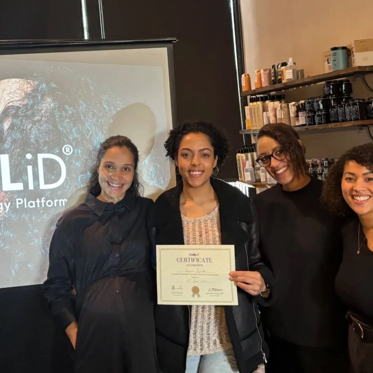 Curl ID certificate in understanding hair + scalp health with Yasmine Byfield Hair, Curly Hair Educator + Specialist, Walsall UK.