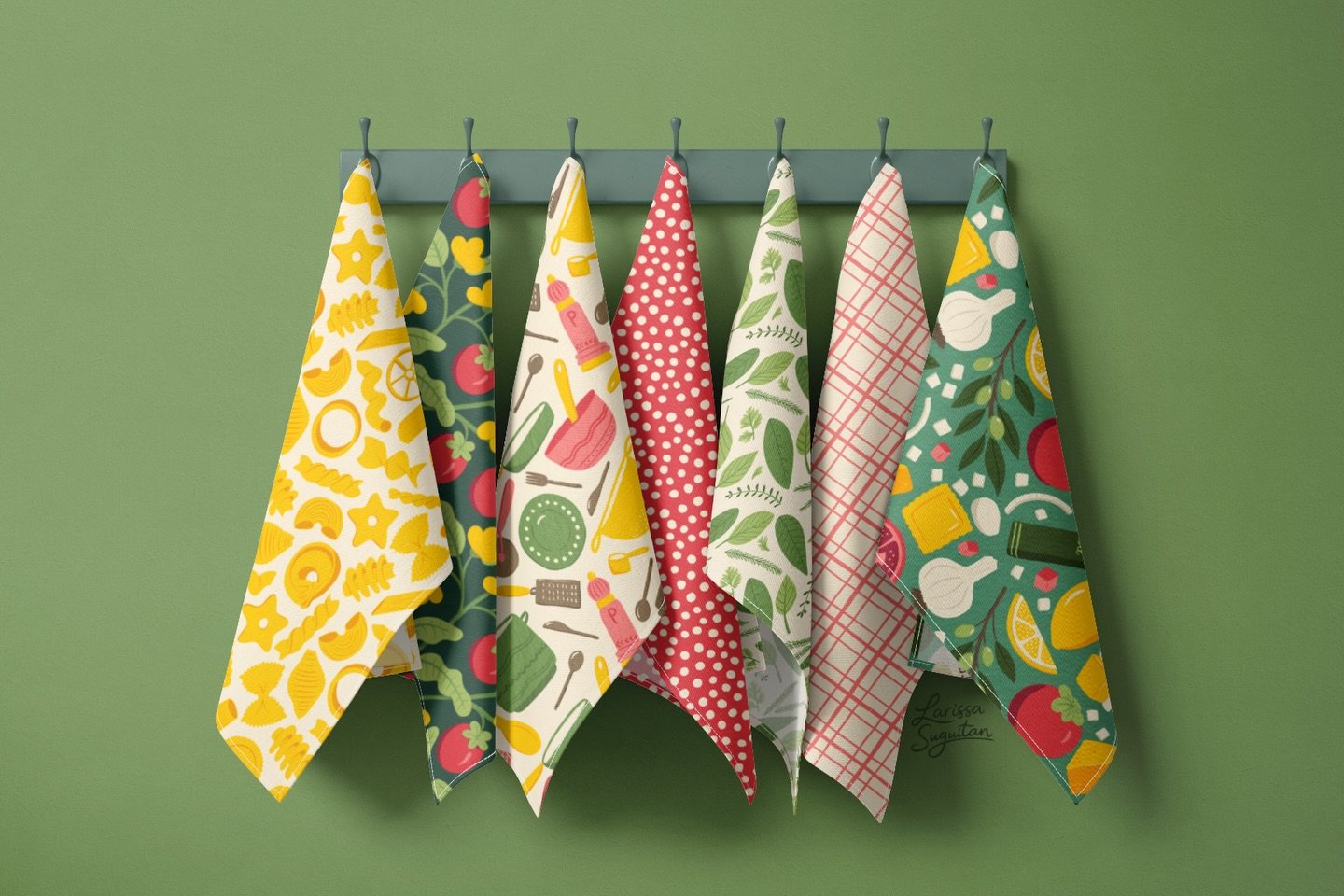 This collection is perfect for a fun tea towel set ✨ which one is your favorite? 

pasta - tea towels - home goods - kitchen textiles - art licensing - surface pattern design - illustration