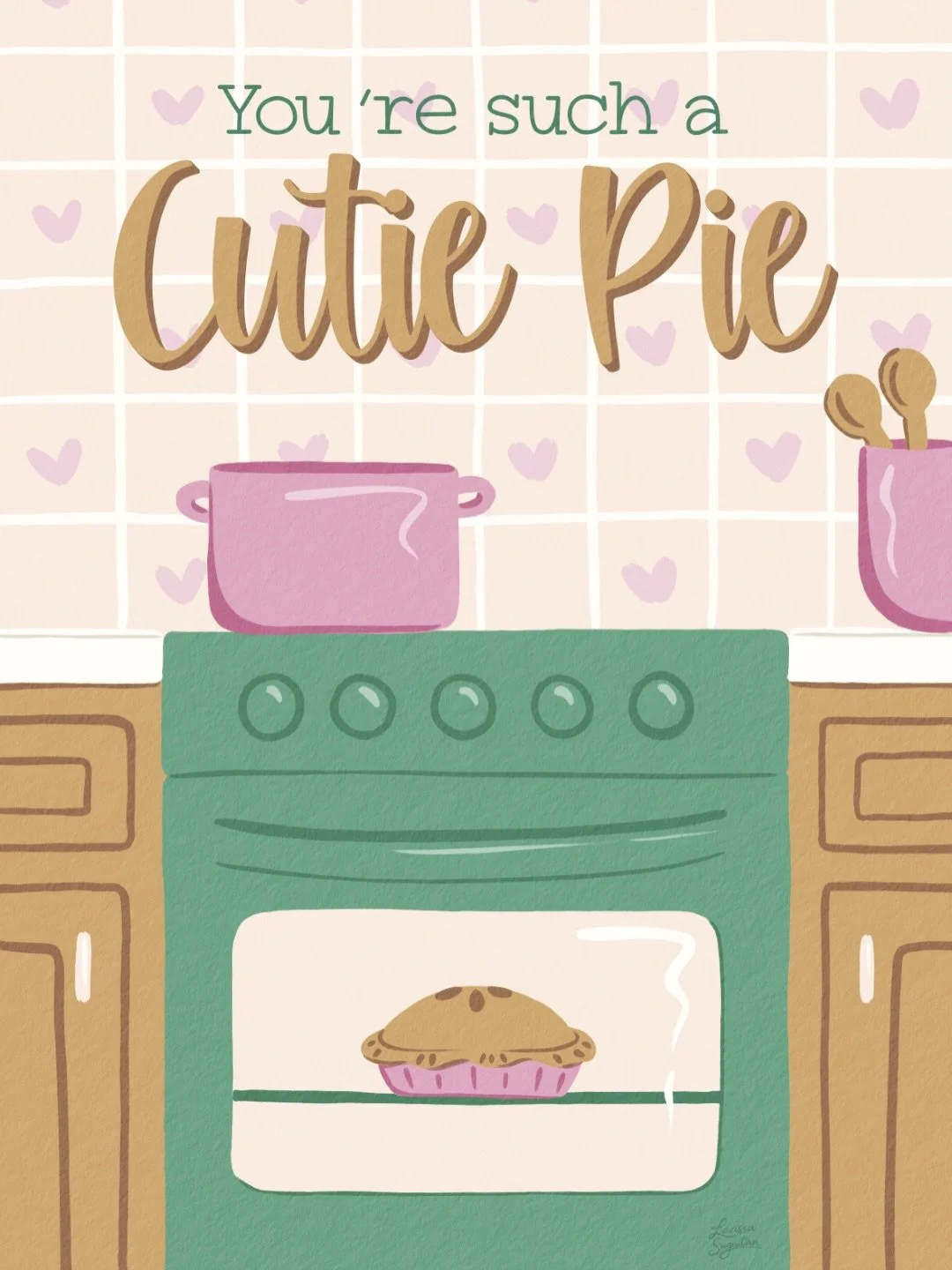 Happy Valentine&rsquo;s Day, cutie pie 🥧 🥰 

Inspired by my Day 14 stamp I did last week for 75 Art with Genna Blackburn 
 valentine&rsquo;s day - cutie pie - food pun - greeting card illustration - art licensing - illustration
