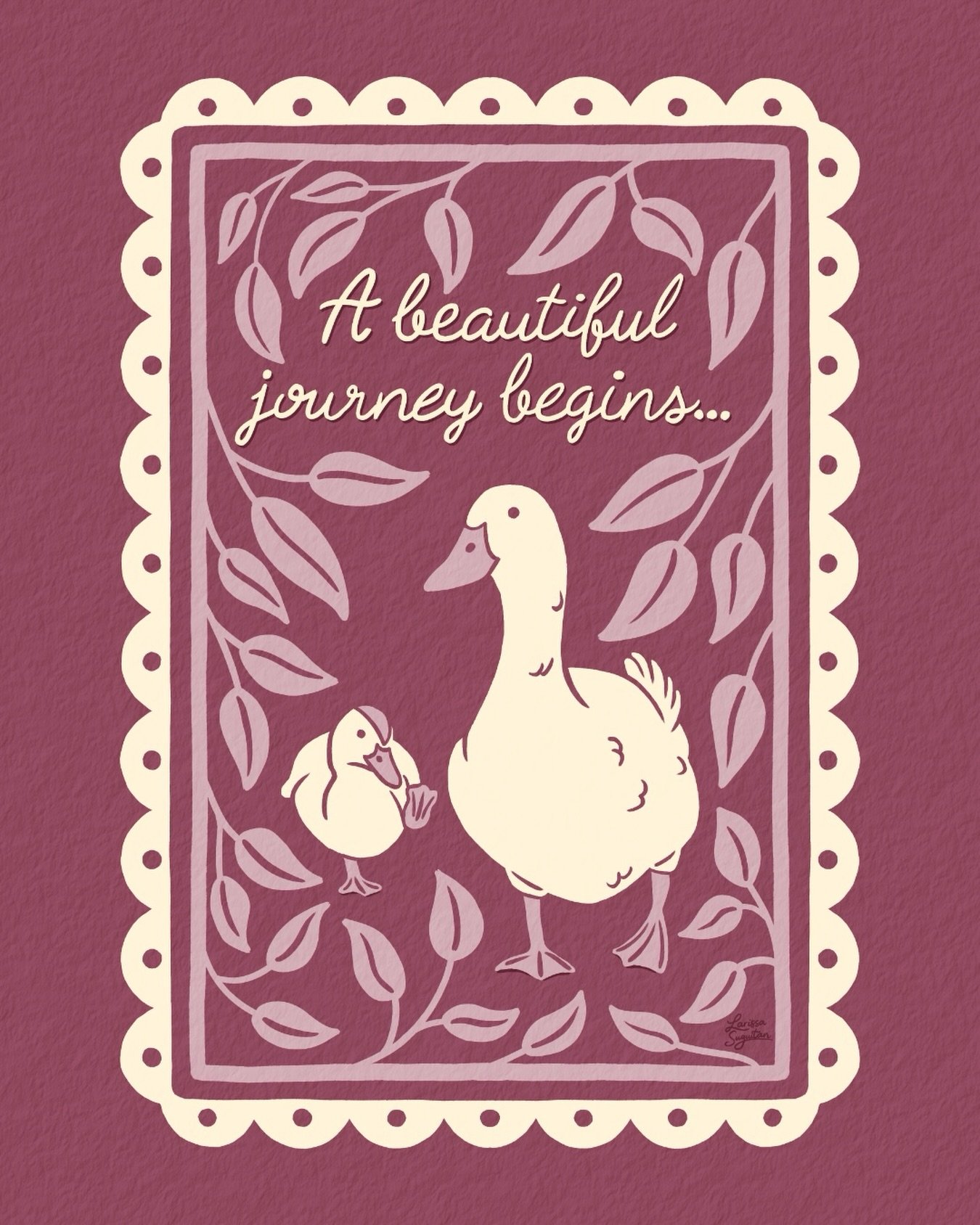 A beautiful journey begins ❤️🐥🦆 

duckling - ducks - baby shower card - mom and baby duck - greeting card illustration - art licensing - illustration
