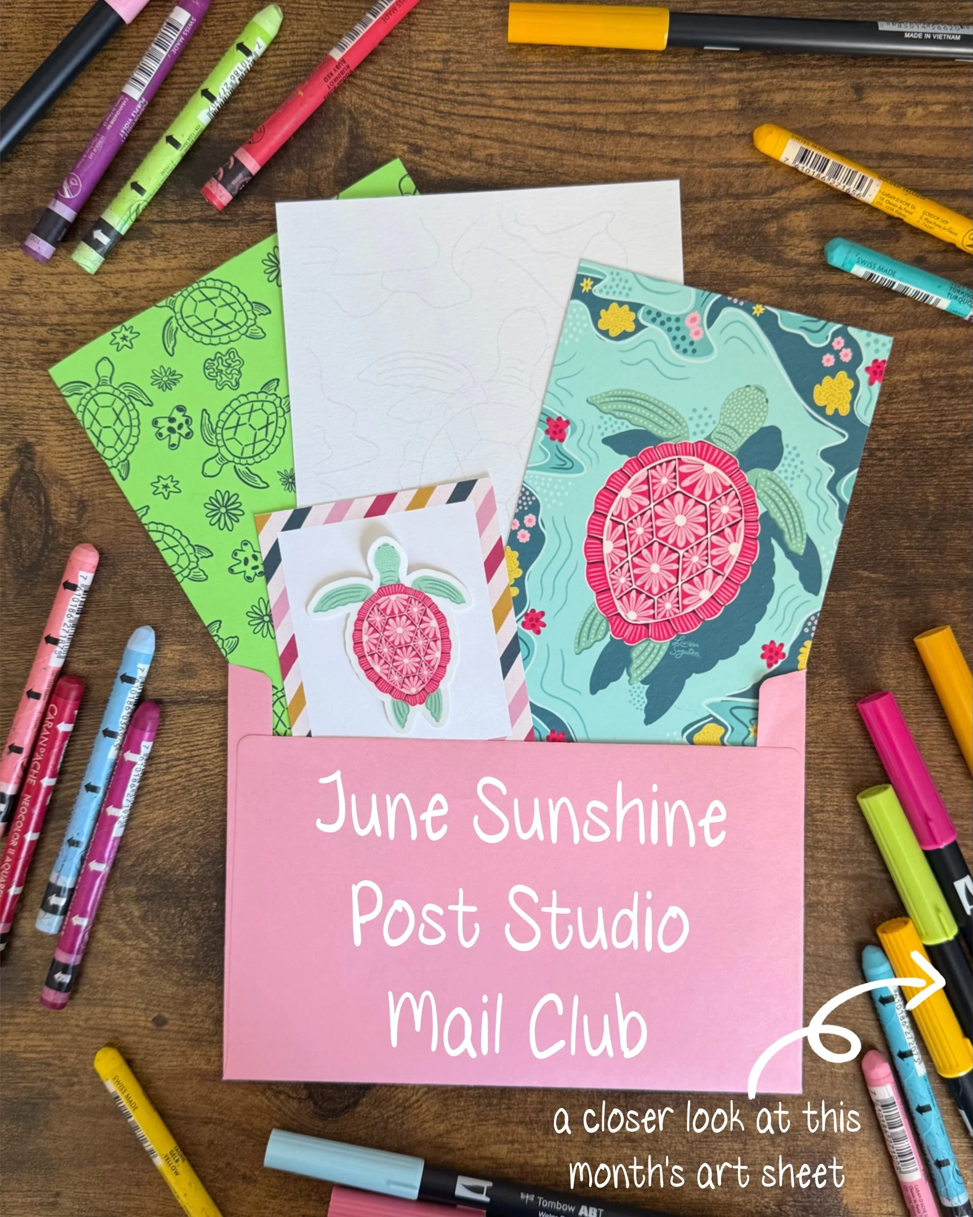 June Mail Club is giving all the summer vibes ☀️ I&rsquo;m soooo excited to play with all the pops of color in this months art sheet 

The Sunshine Post Mail Club is a low-pressure, joyful way to make creativity and connection part of your routine. 
